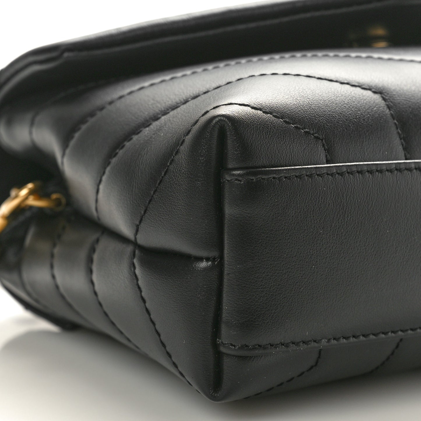 Calfskin Y Quilted Monogram Toy Loulou Crossbody Bag Black