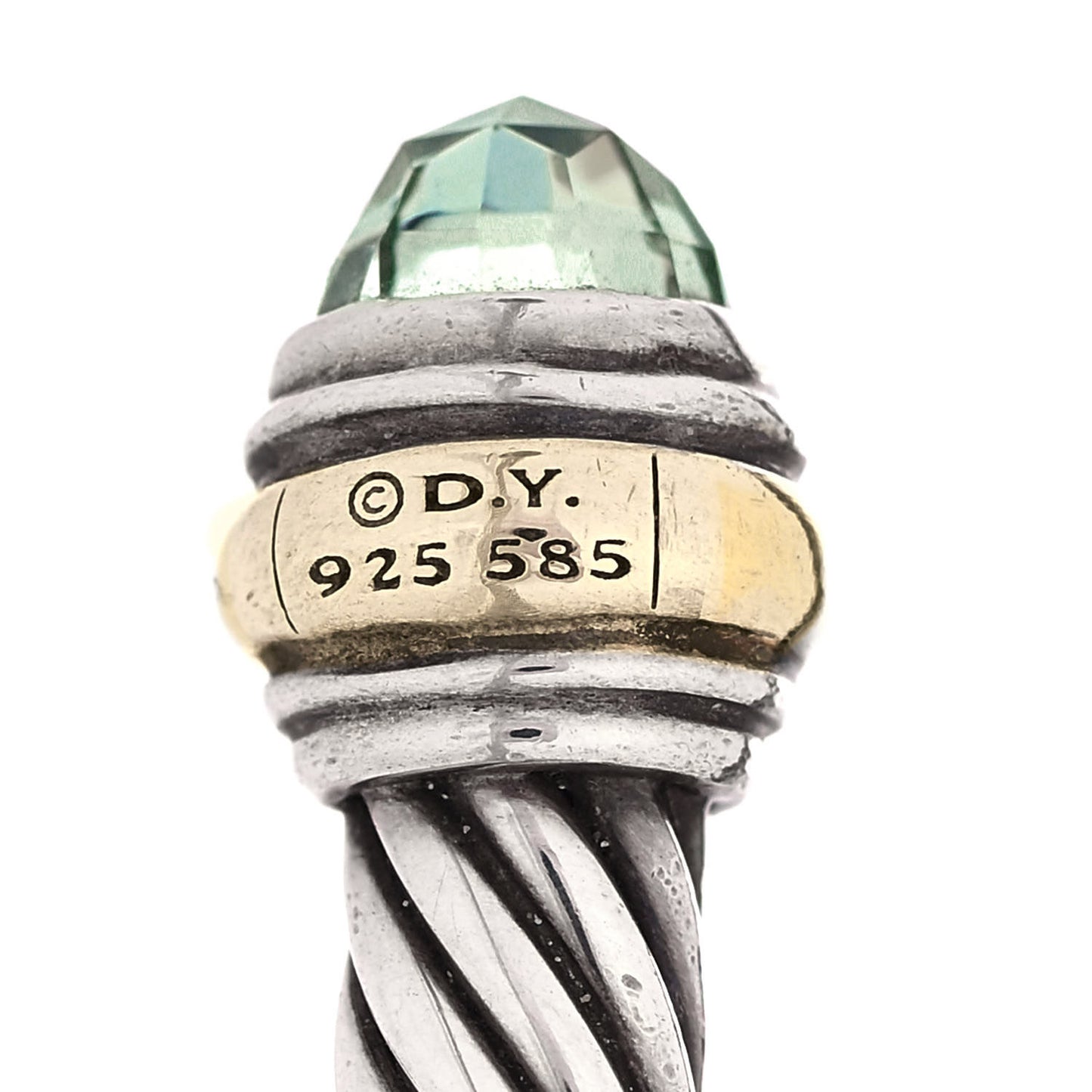 Sterling Silver 14K Yellow Gold Prasiolite 5mm Cable Classics Bracelet