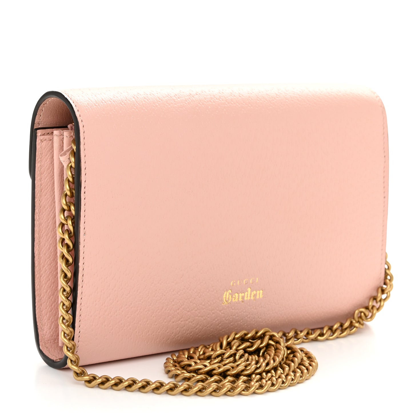Dollar Calfskin Crystal Garden Dionysus Chain Wallet Pink