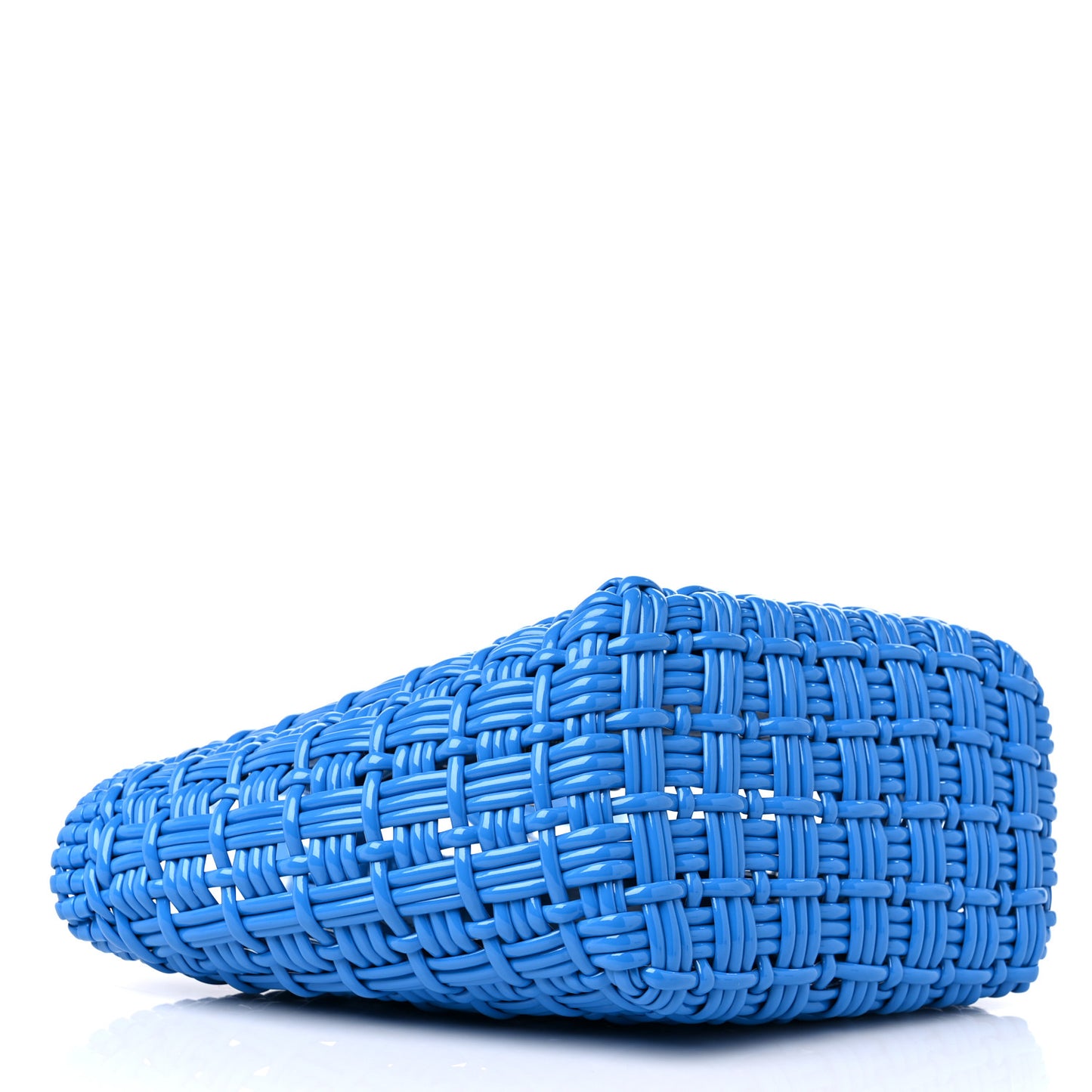 Varnished Faux Calfskin Braided XS Bistro Basket Blue