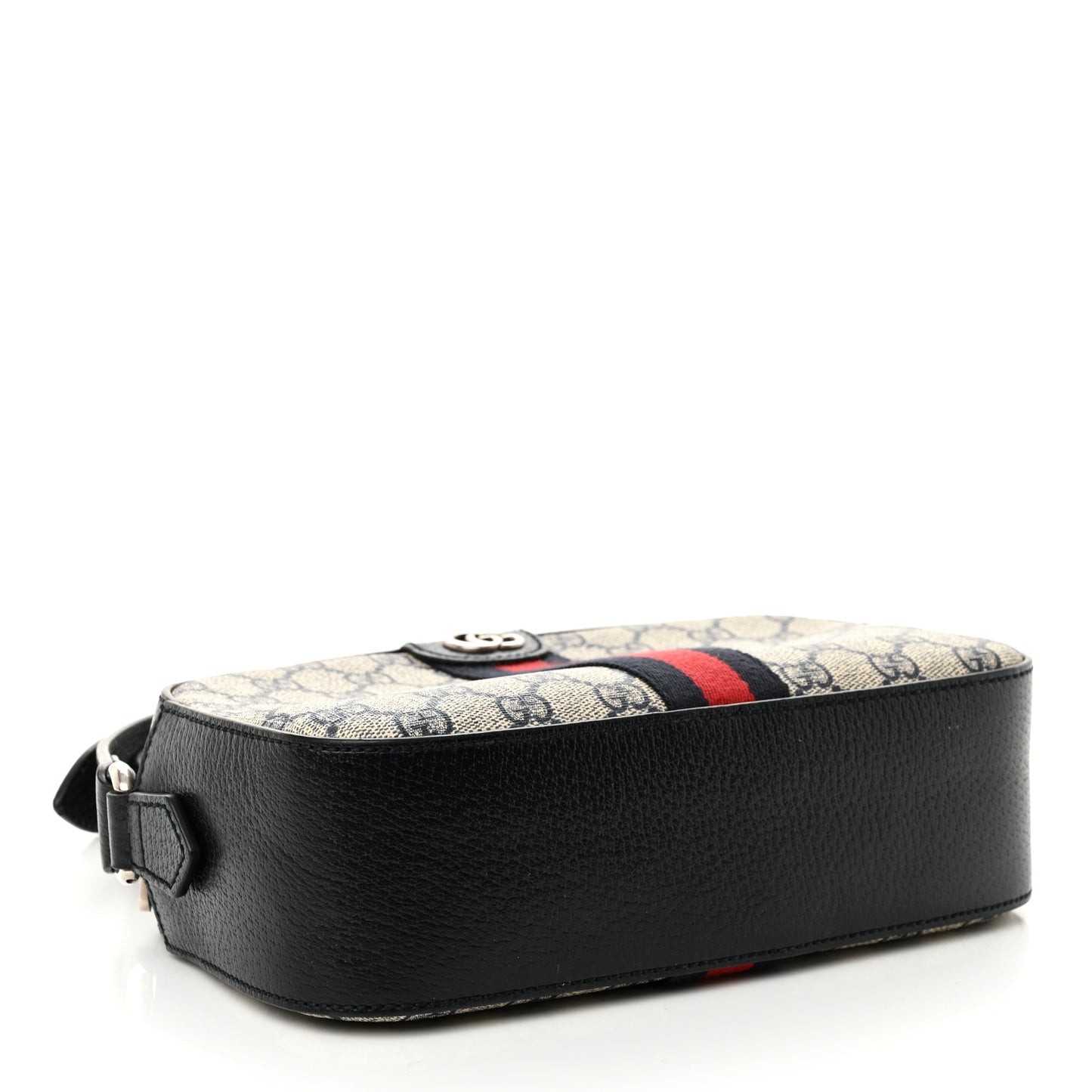 GG Supreme Monogram Textured Dollar Calfskin Web Small Ophidia Camera Bag Beige Blue