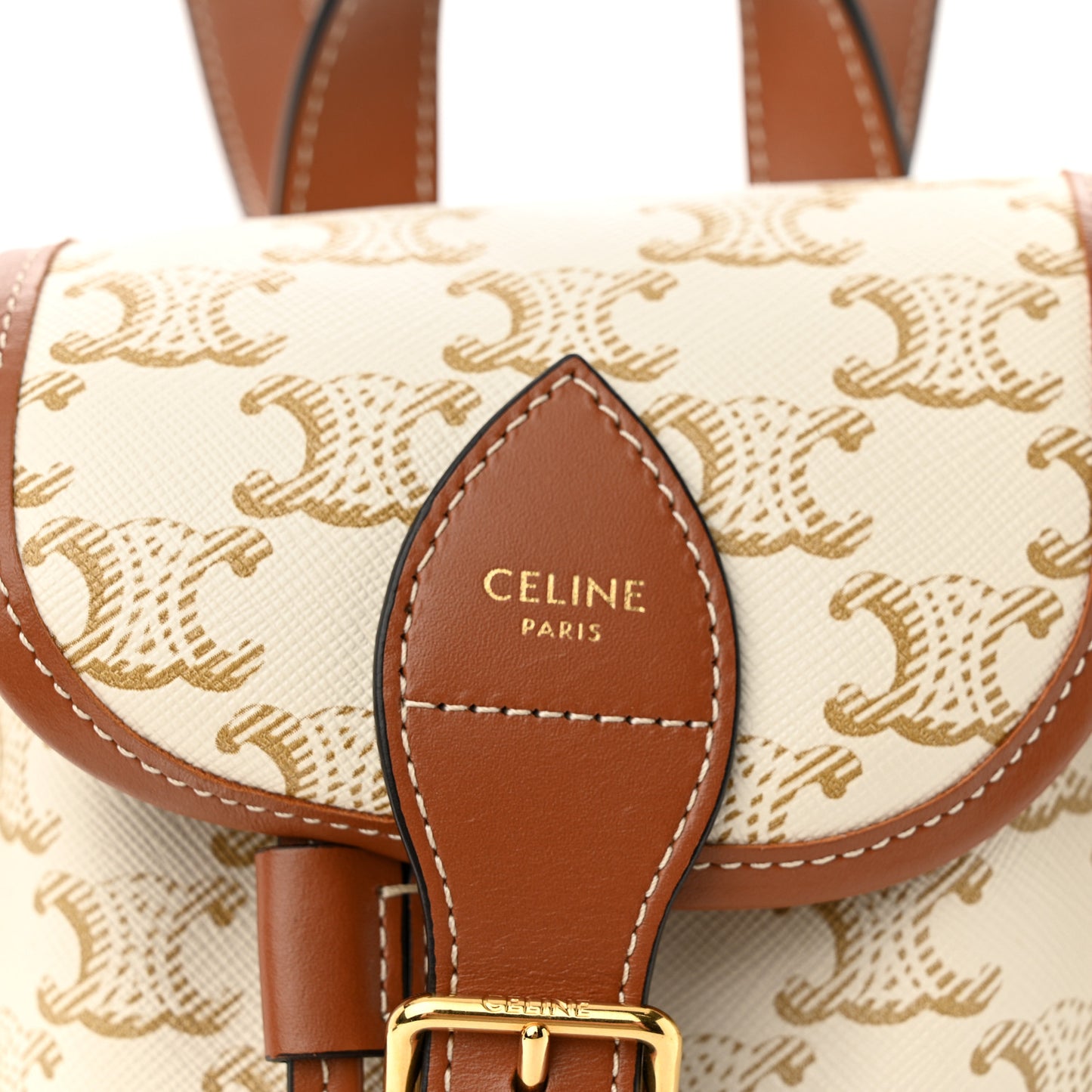 Triomphe Canvas Calfskin Mini Folco Backpack White