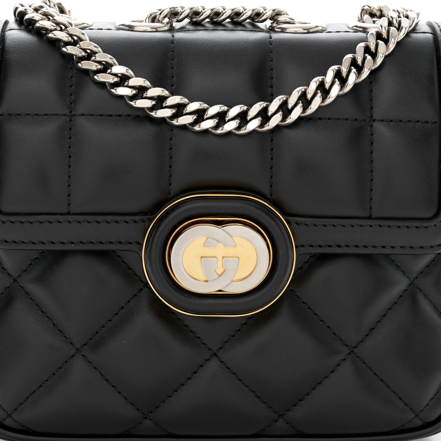 Calfskin Quilted Mini Deco Shoulder Bag Black