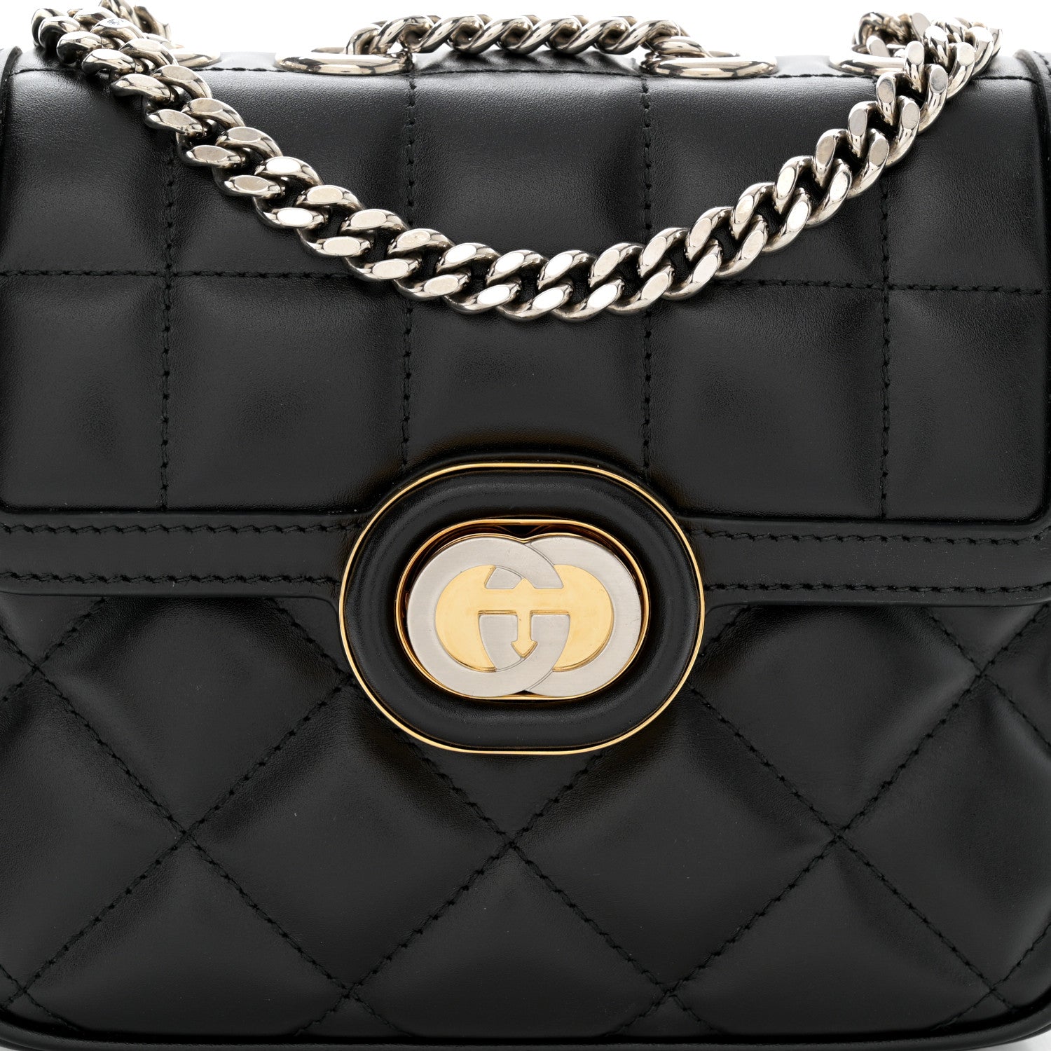 Gucci Calfskin Quilted Mini Deco Shoulder Bag Black 8 of 11