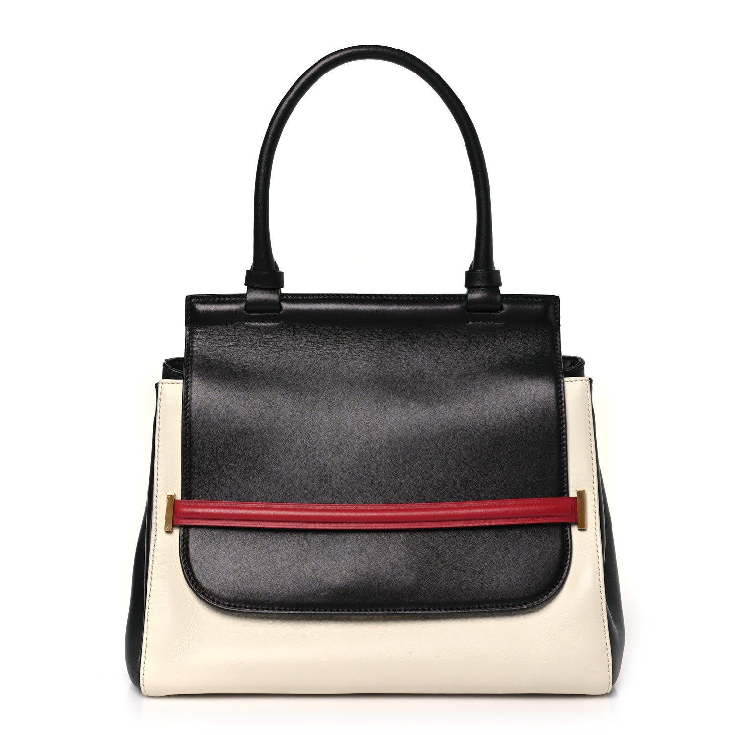 The Row Calfskin Sideby Top Handle Bag Black White Red 1 of 8