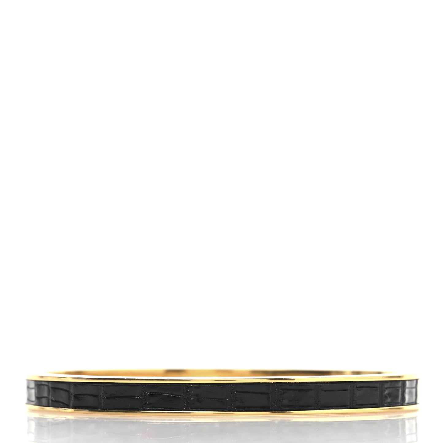 Calfskin Crocodile Embossed Opyum Bracelet L Black