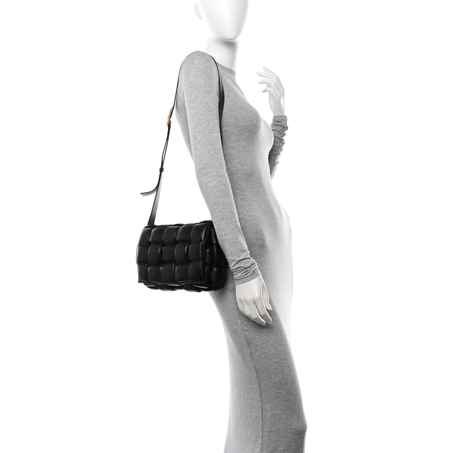 Nappa Maxi Intreccio Padded Cassette Crossbody Bag Black