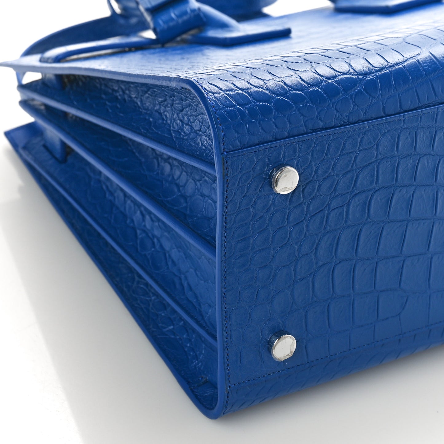 Calfskin Crocodile Embossed Small Sac de Jour Royal Blue