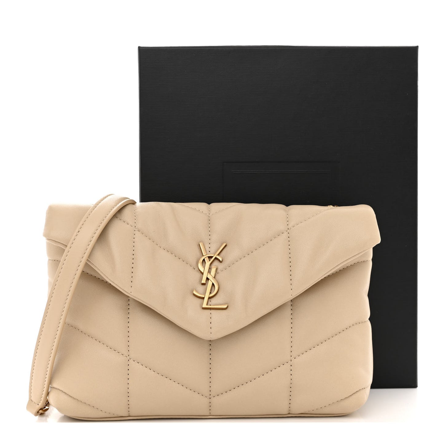 Lambskin Quilted Toy Loulou Puffer Monogram Chain Satchel Dark Beige