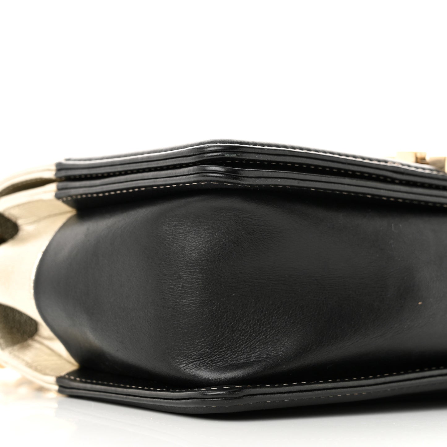 Metallic Goatskin Calfskin Medium Boy Flap Gold Black