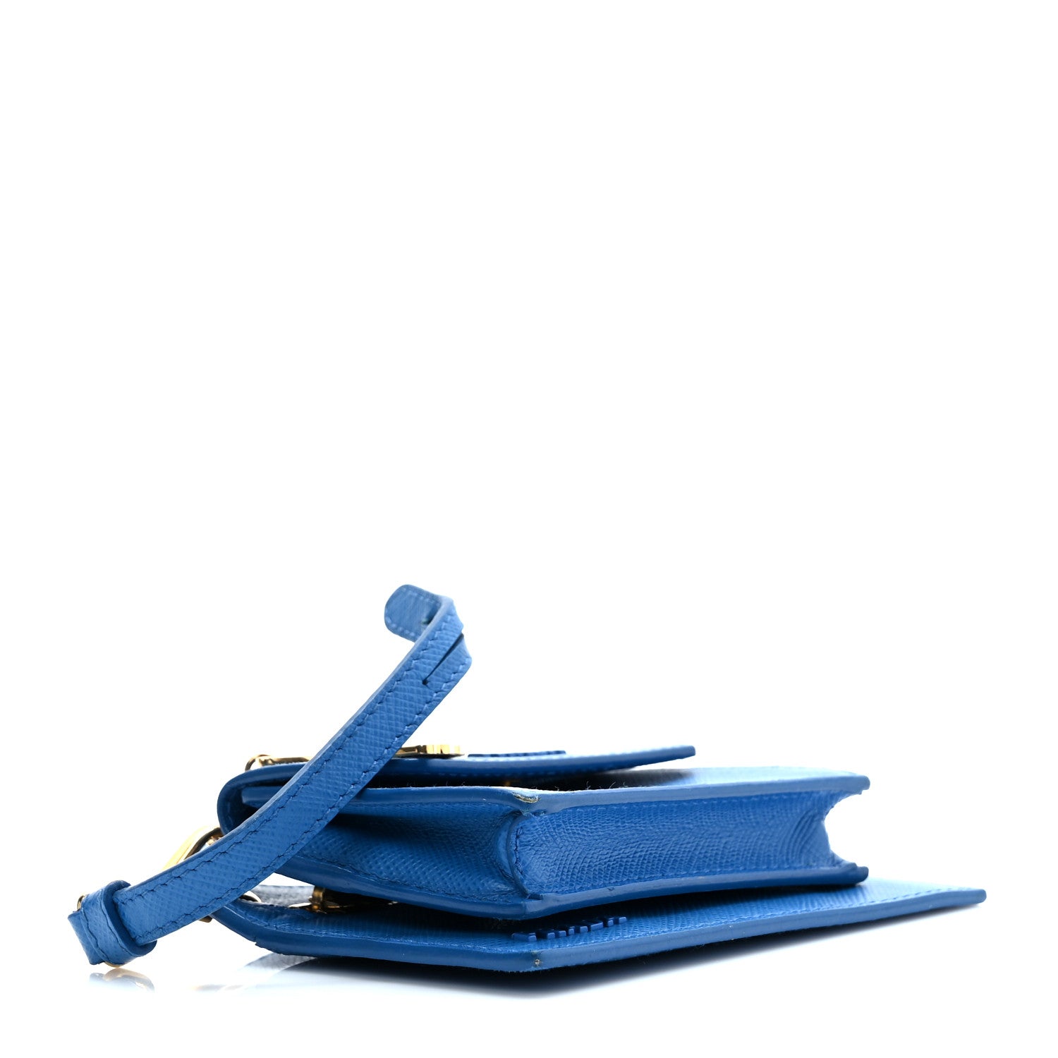 Prada Saffiano Triangle Trick with Charm Key Chain Bluette 4 of 7