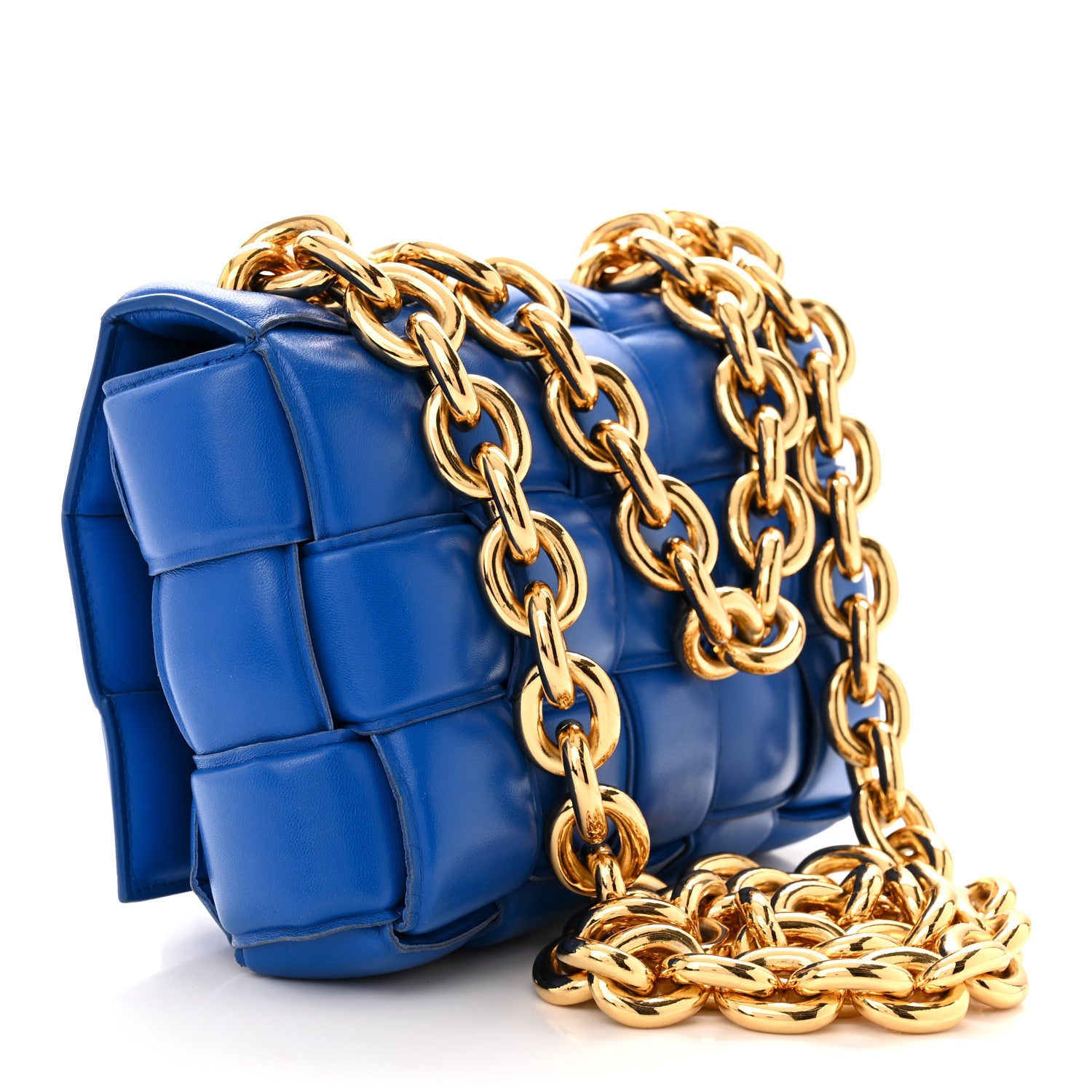 Bottega Veneta Lambskin Maxi Intreccio Padded Chain Cassette Crossbody Bag Cobalt 3 of 11