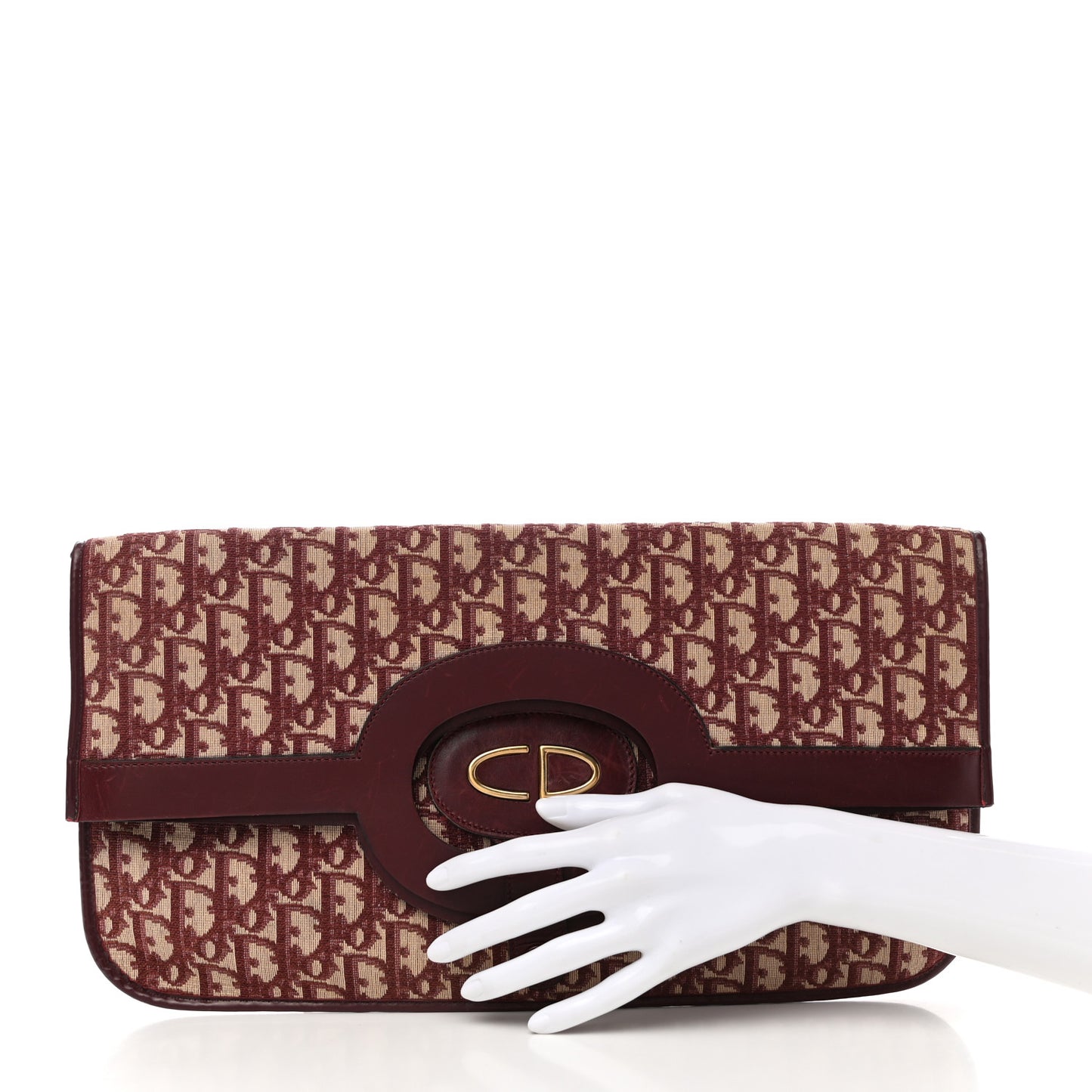 Oblique Fold Over Clutch Burgundy
