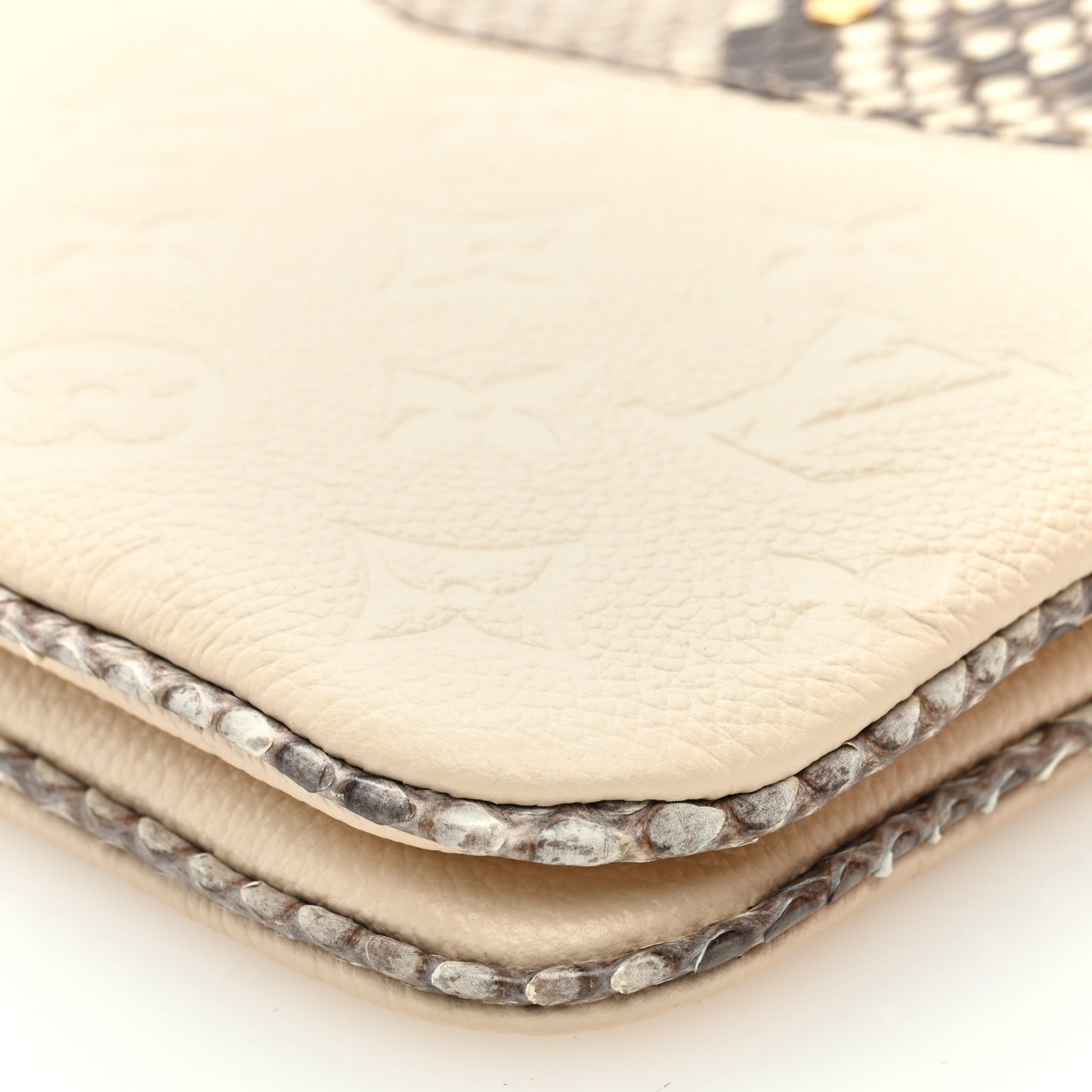 LOUIS VUITTON Empreinte Snakeskin Double Zip Pochette Creme