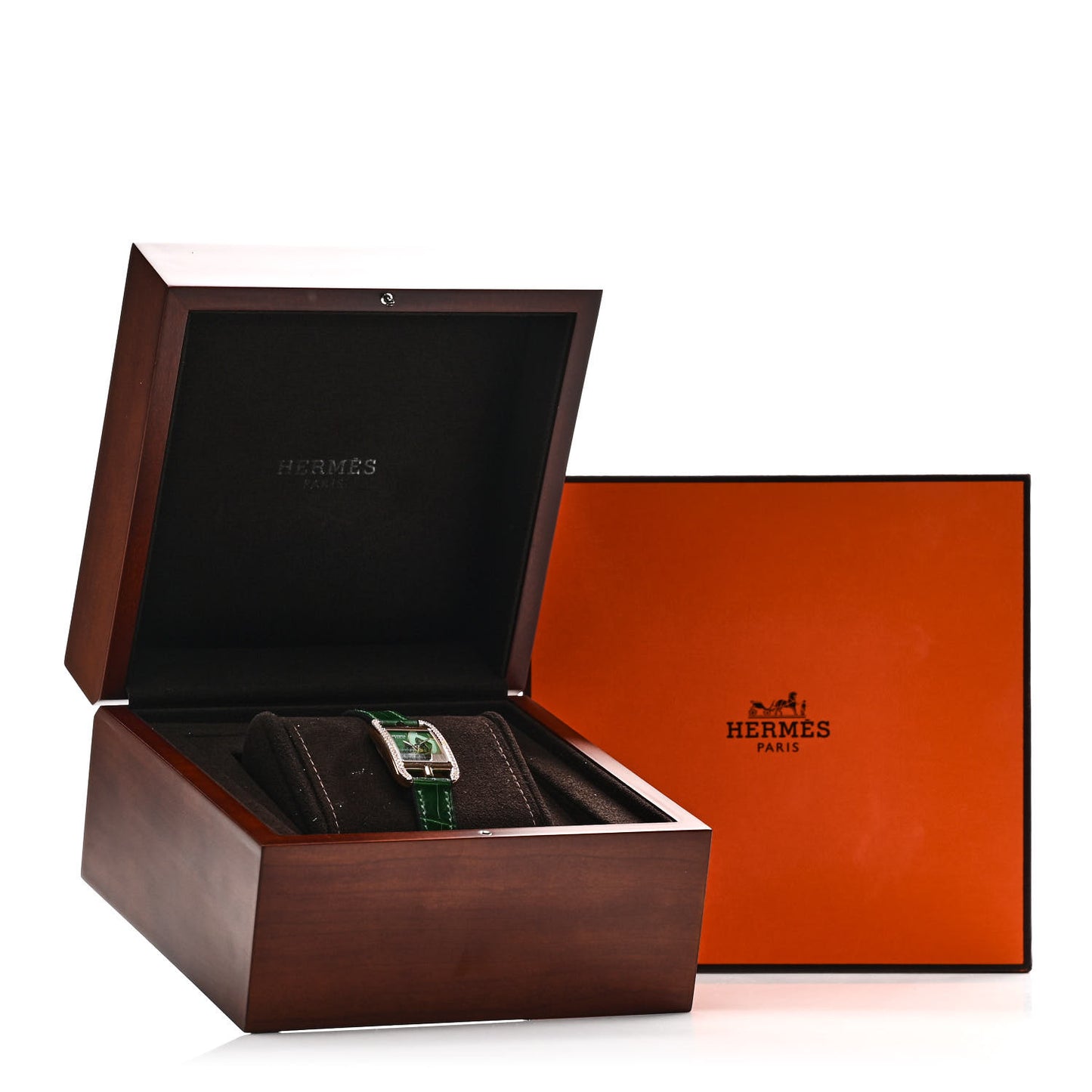 18K Rose Gold Alligator Diamond Bezel Jade 23mm Cape Cod Chaine d'Ancre Joaillier Quartz Watch Vert Moyen