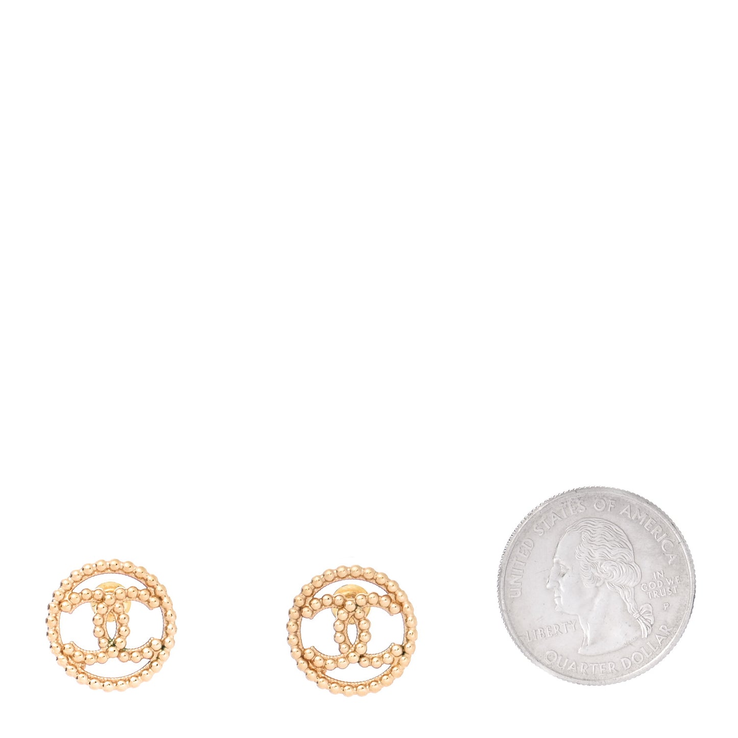Metal Bead Round CC Stud Earrings Gold