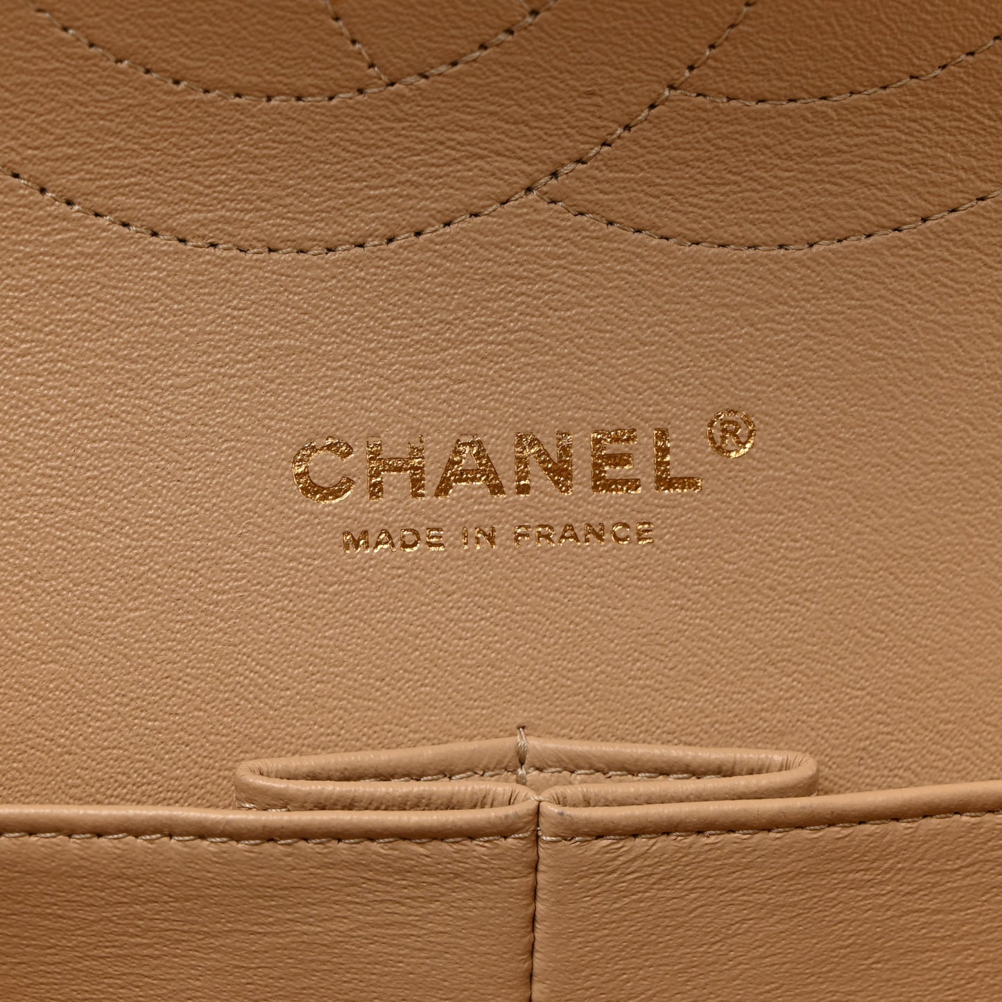 Caviar Quilted Jumbo Double Flap Light Beige