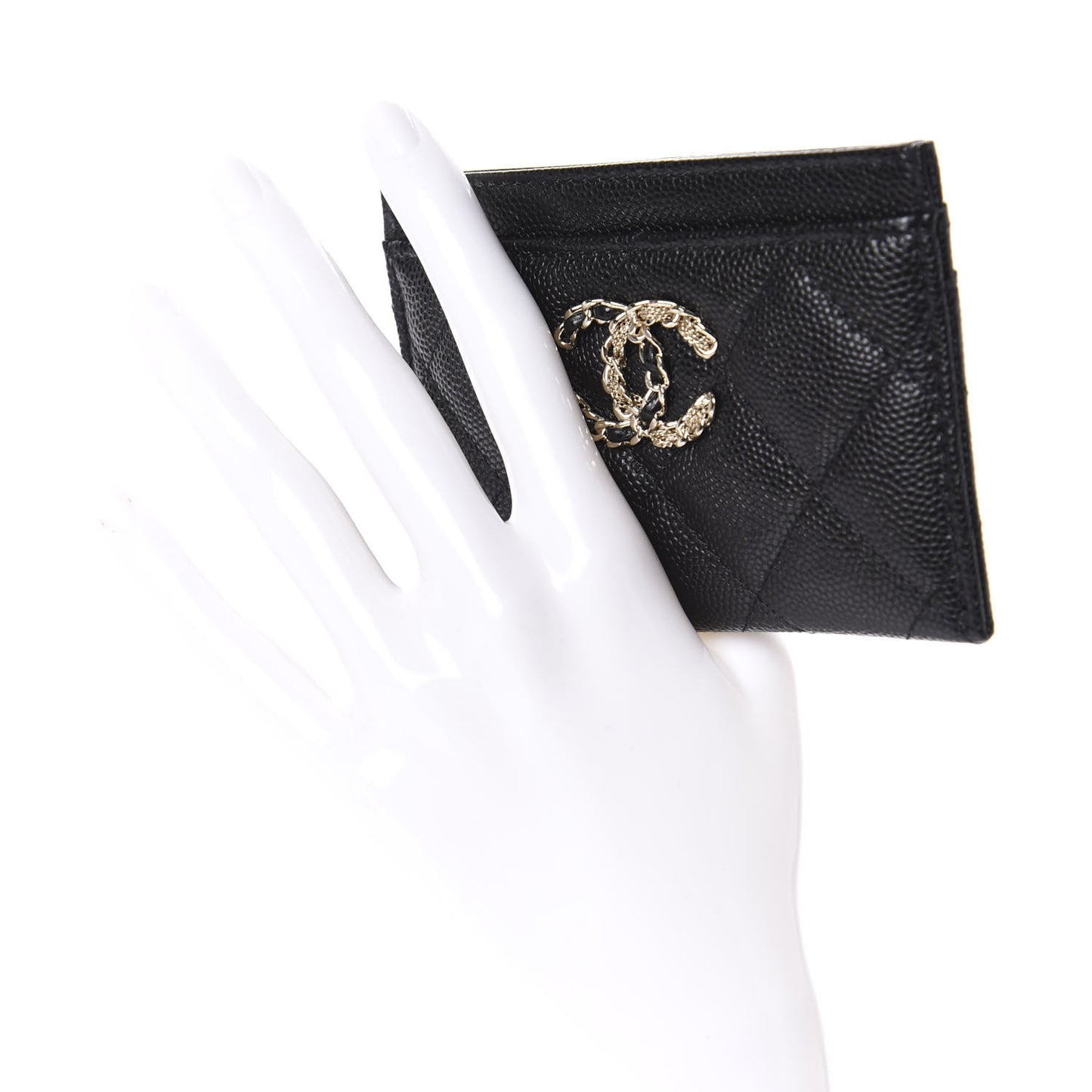 Caviar Quilted French New Wave Card Holder Black