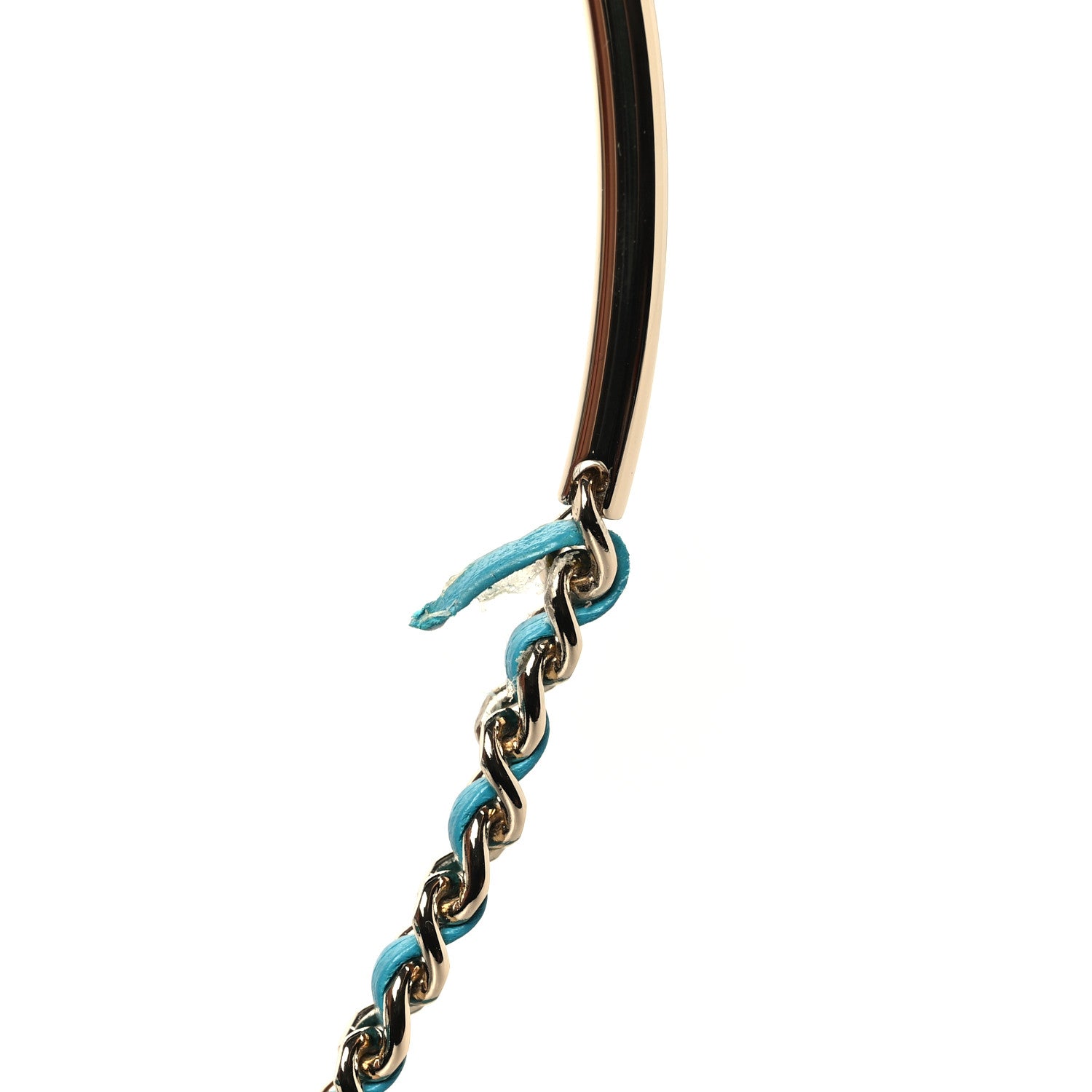 Chanel Lambskin Patent Calfskin Cap Toe Ankle Chain Ballerina Flats 37 Turquoise 9 of 10