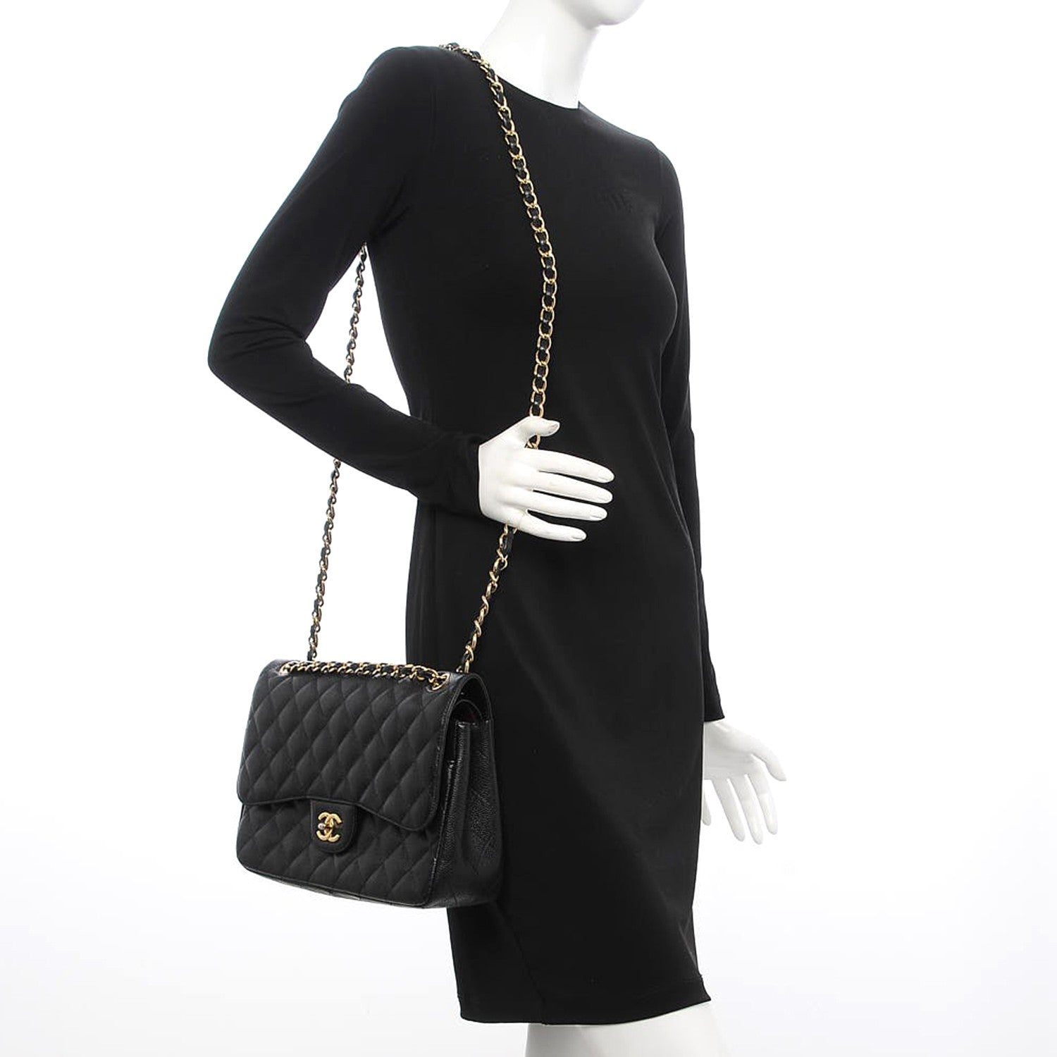 Chanel Caviar Quilted Jumbo Double Flap Black 2 of 16