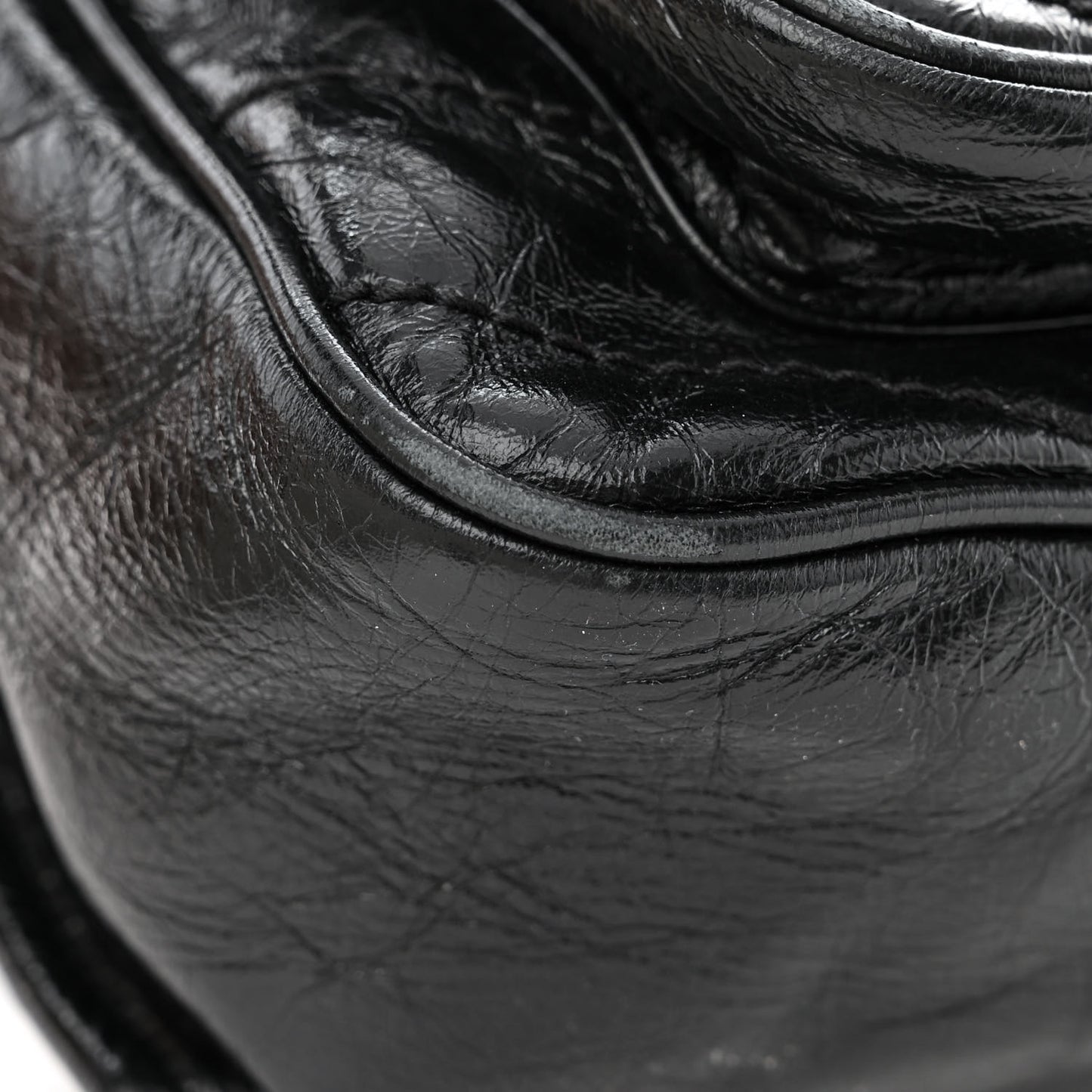 Crinkled Calfskin Matelasse Monogram Medium Niki Chain Satchel Black