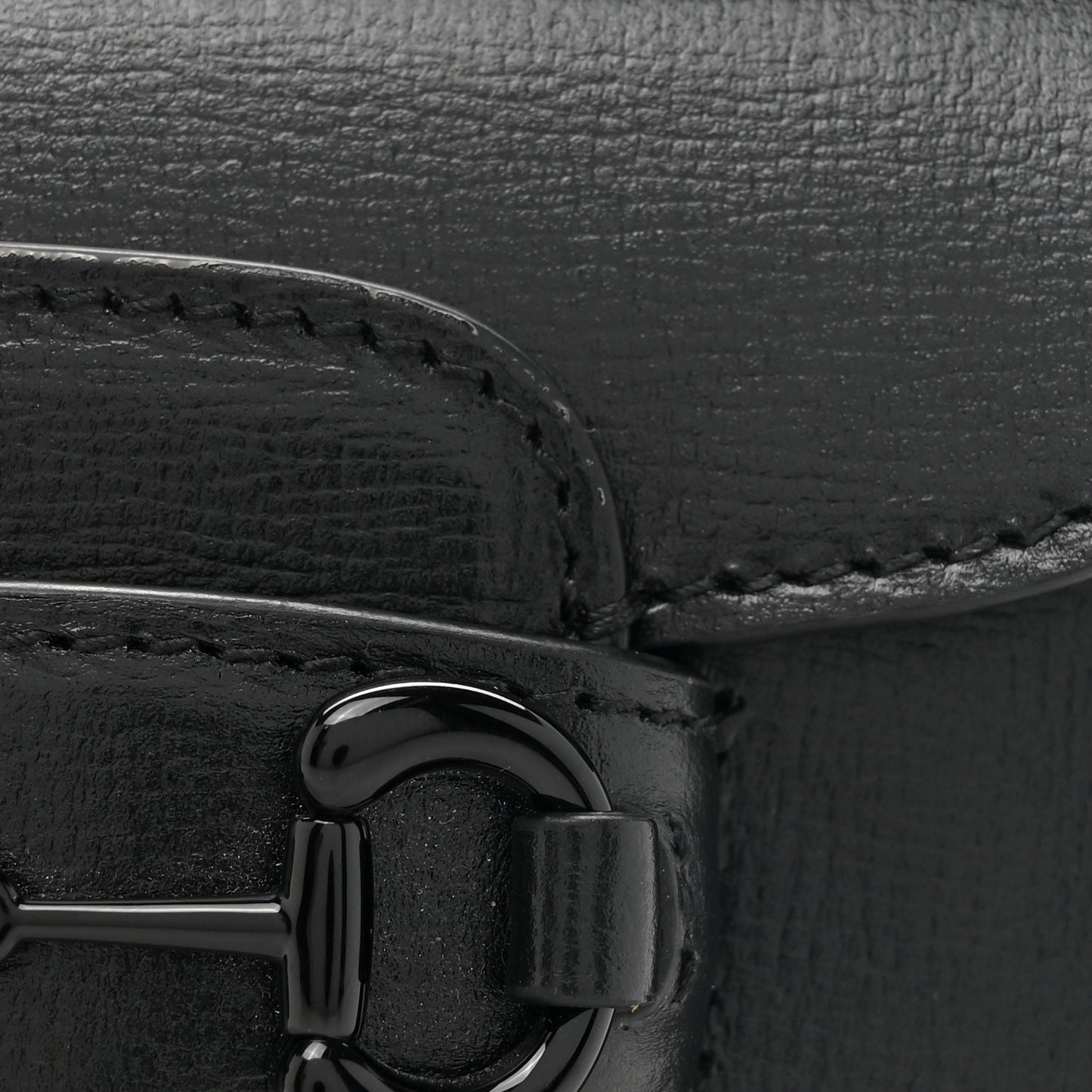 Azalea Calfskin Web Monochrome Horsebit 1955 Wallet On Strap Black