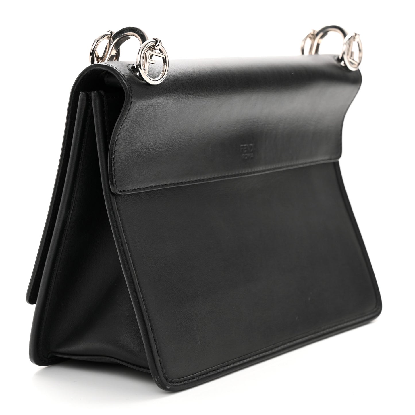 Vitello Century Velvet F is Fendi FF Kan I Shoulder Bag Black Tobacco