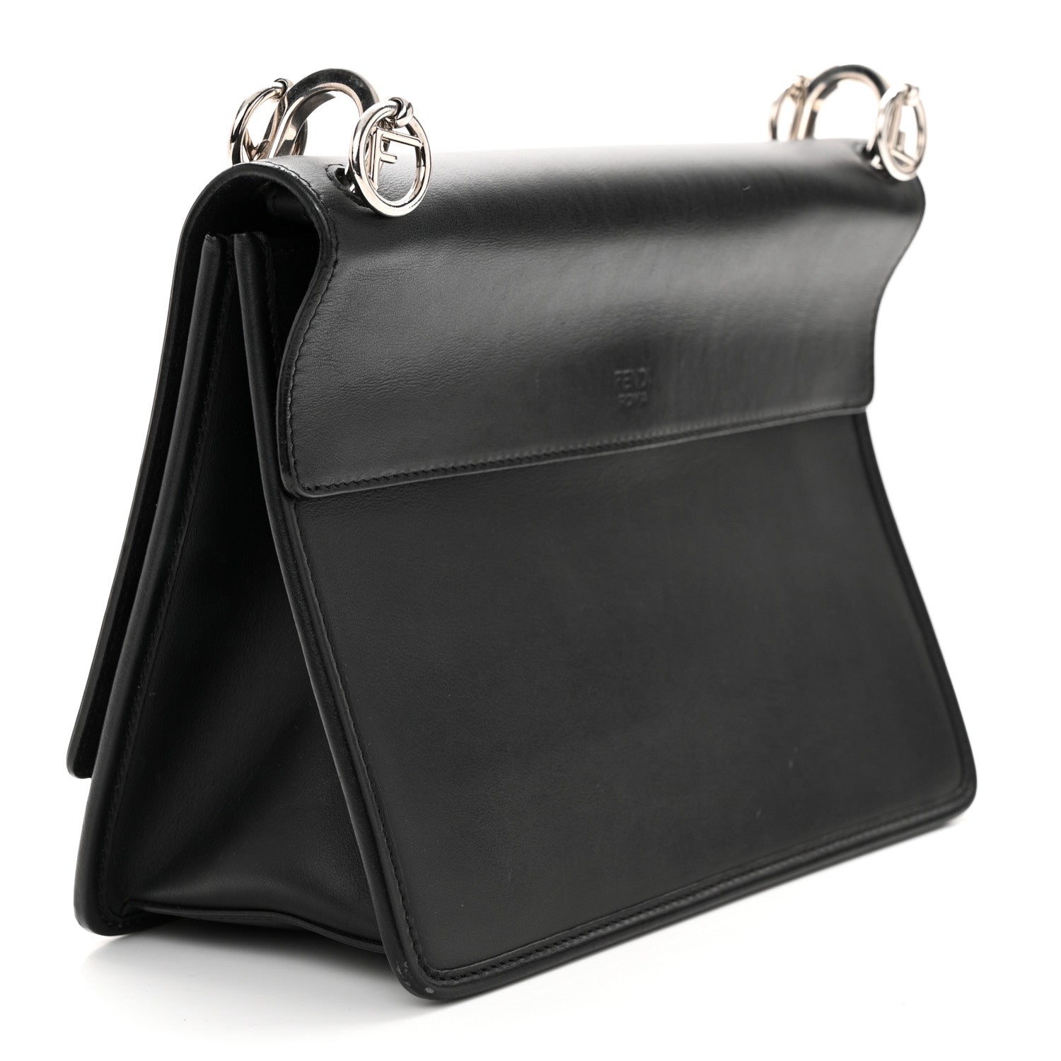 Fendi Vitello Century Velvet F is Fendi FF Kan I Shoulder Bag Black Tobacco 3 of 11