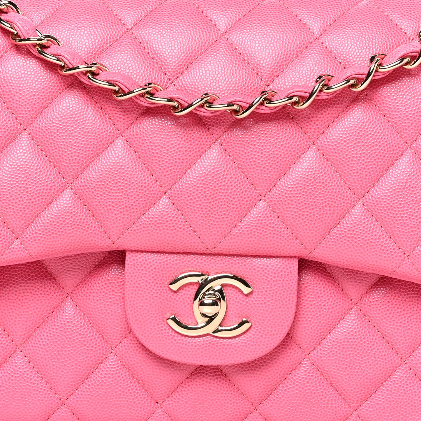 Caviar Quilted Jumbo Double Flap Pink