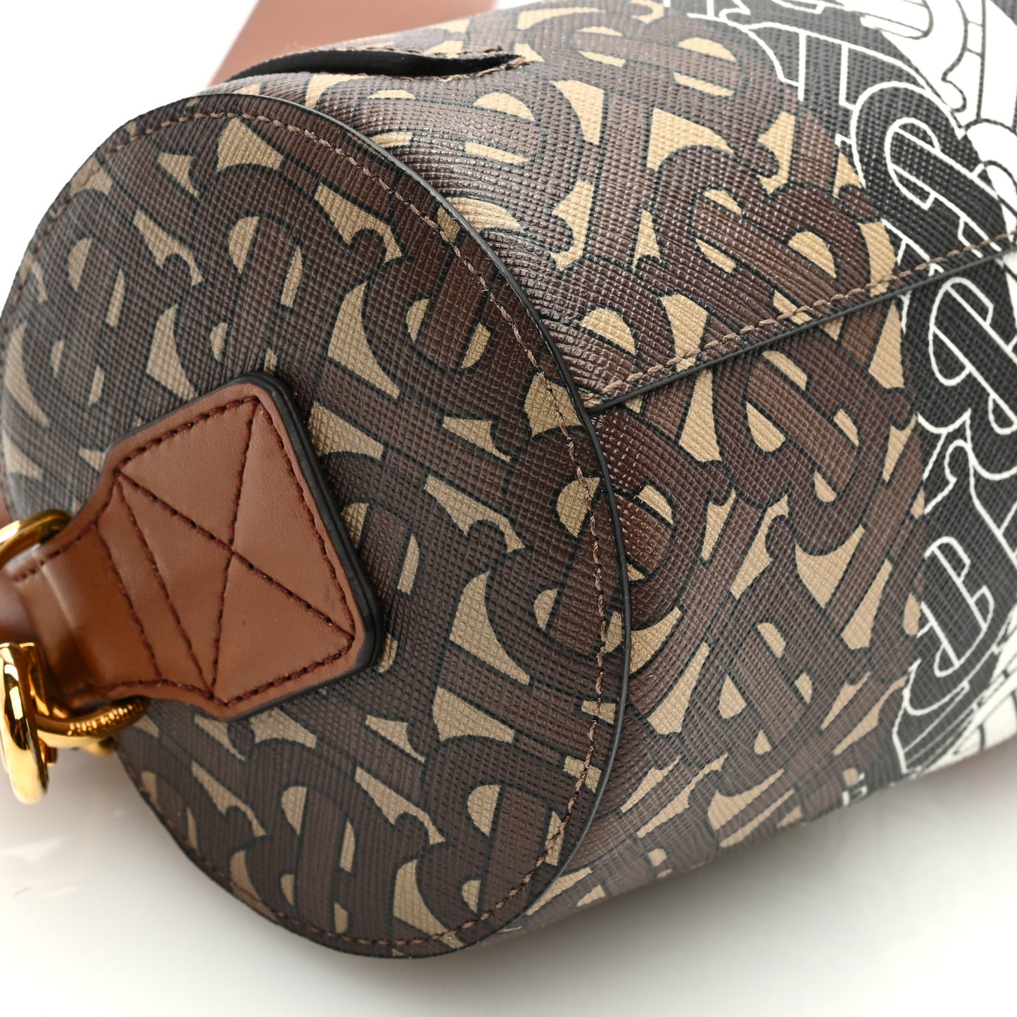 E-Canvas Monogram Stripe The Barrel Bag Bridle Brown