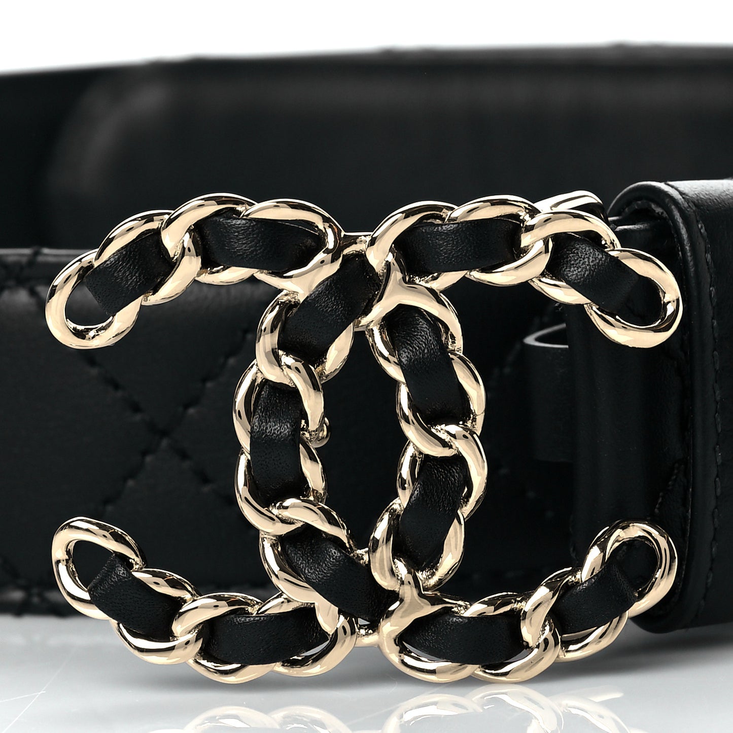 Lambskin Quilted CC Chain Belt 75 30 Black
