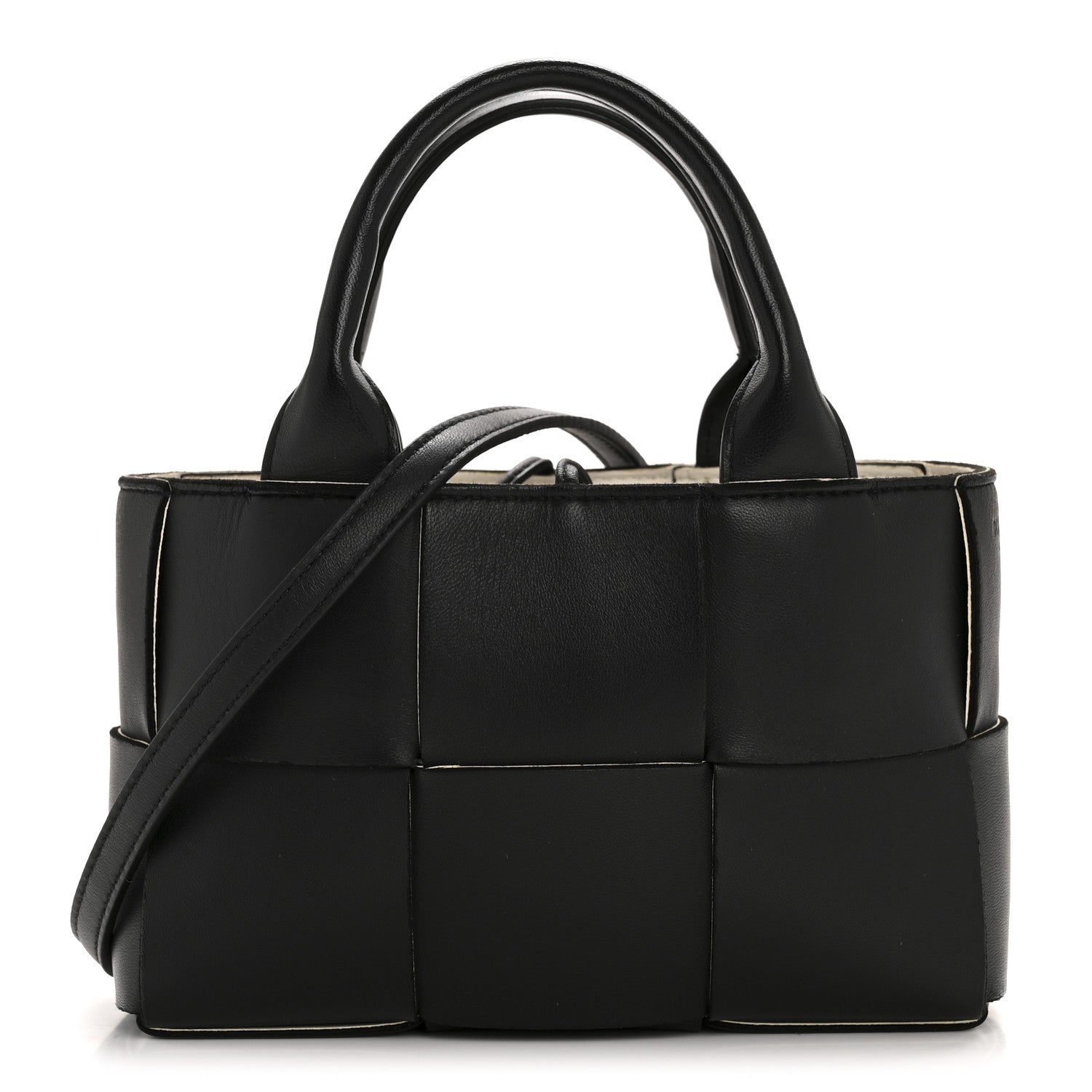 0221-225 バッグ Bottega Veneta Calfskin Maxi Intrecciato Mini Arco Tote Black