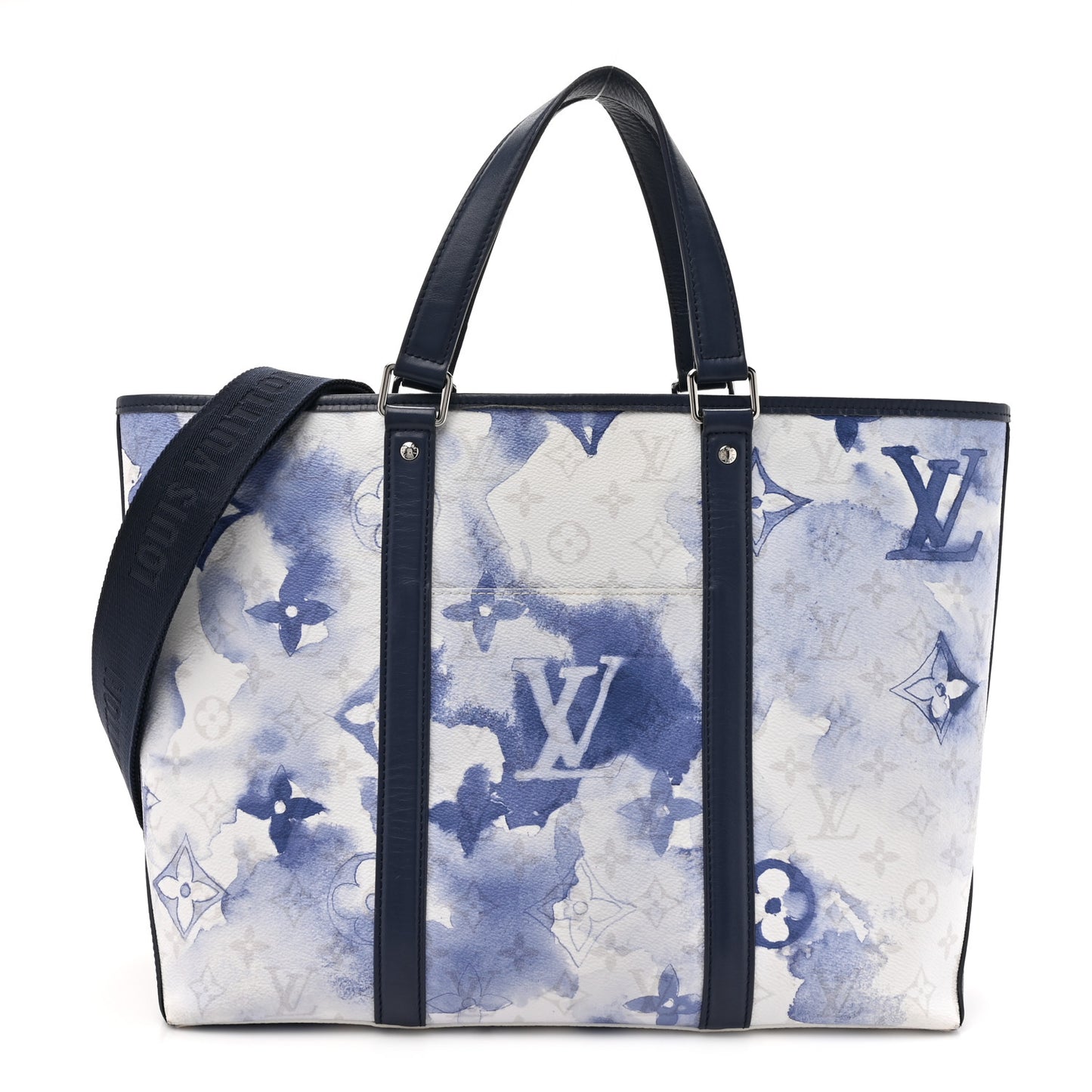 Monogram Watercolor New Tote PM Blue