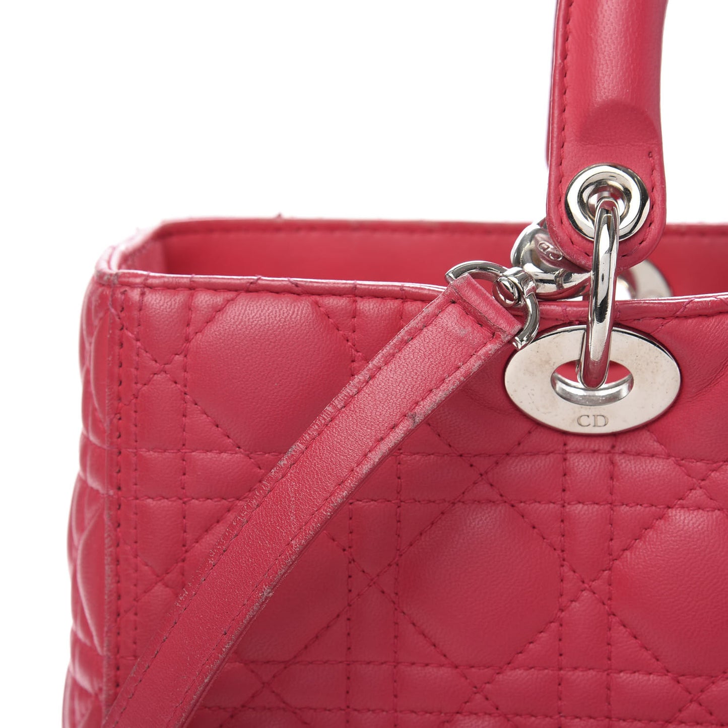 Lambskin Cannage Large Lady Dior Fuchsia