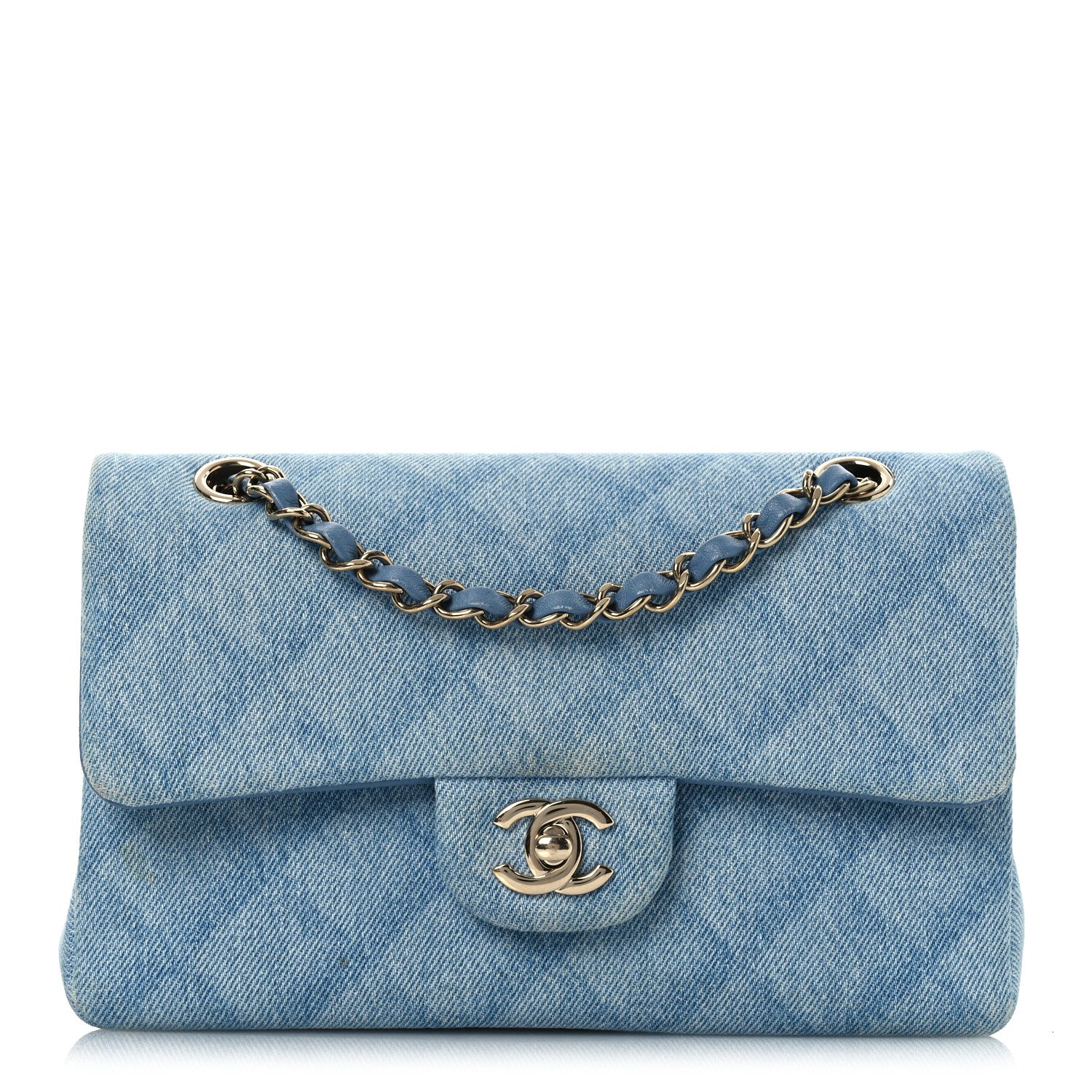 Chanel Printed Denim Quilted Mini Rectangular Flap Light Blue 1 of 10