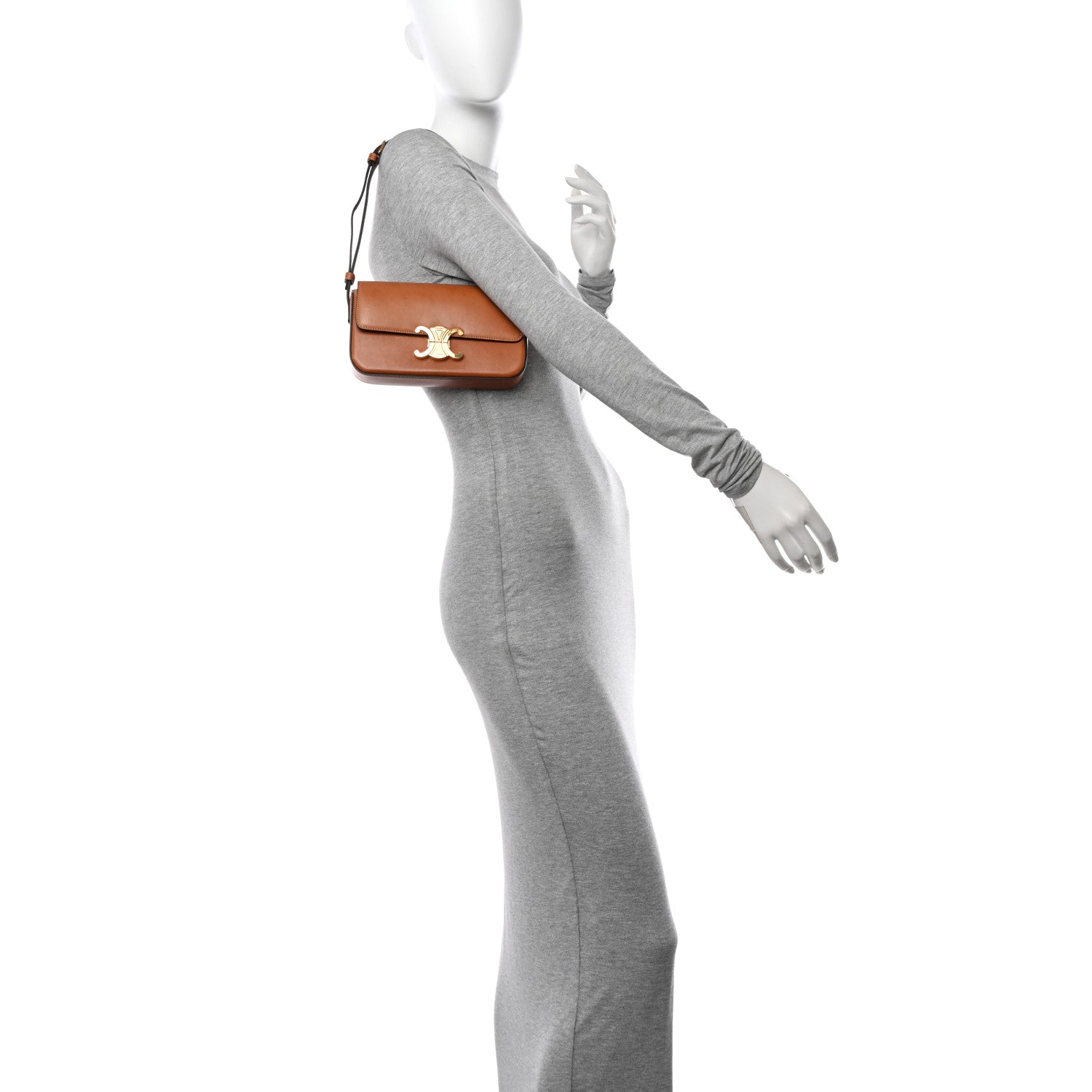 Celine Natural Calfskin Triomphe Shoulder Bag Tan 2 of 11