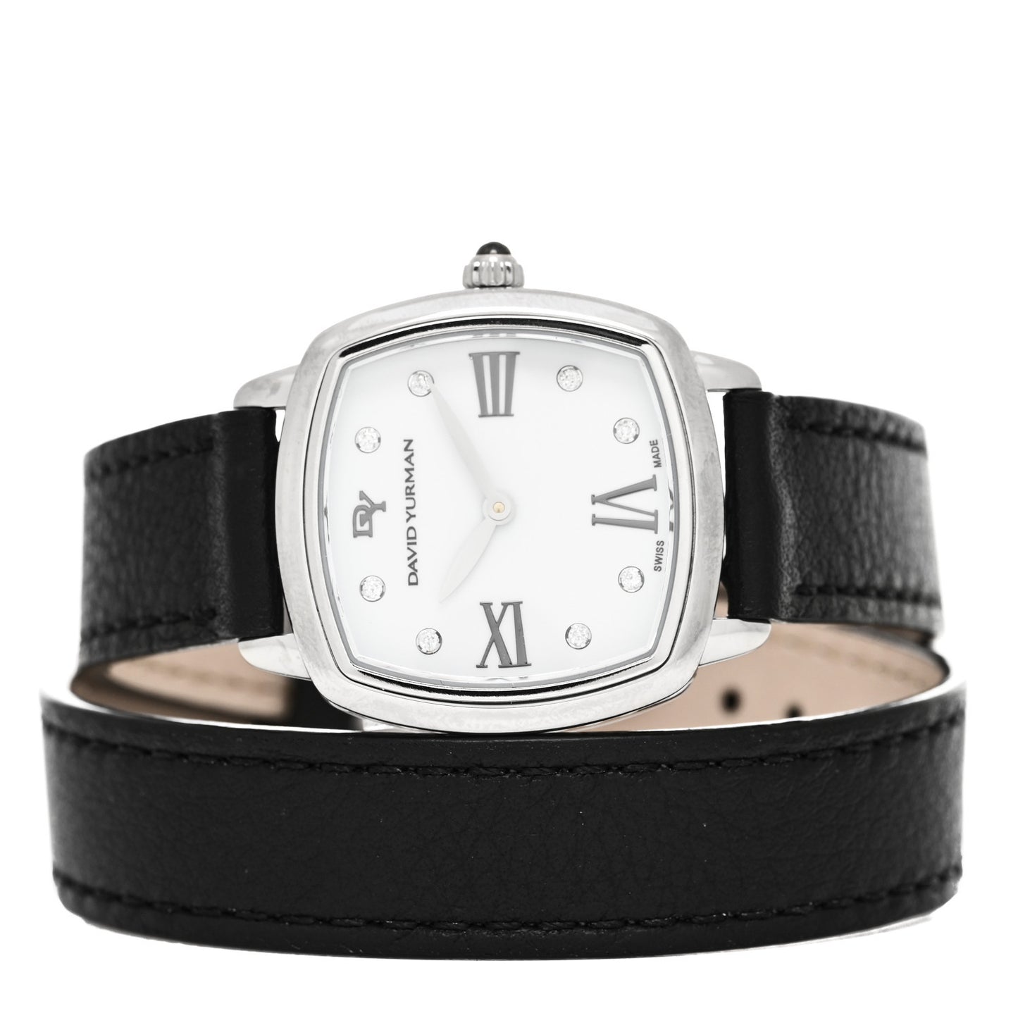 Stainless Steel Calfskin Diamond 27mm Albion Wrap Quartz Watch