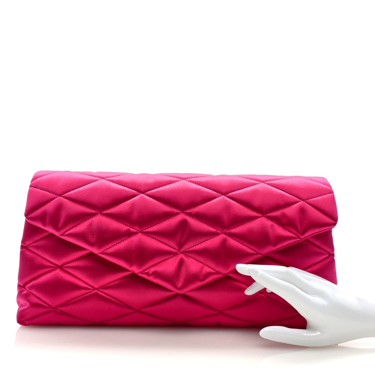 Satin Quilted Sade Puffer Envelope Clutch Bubblegum
