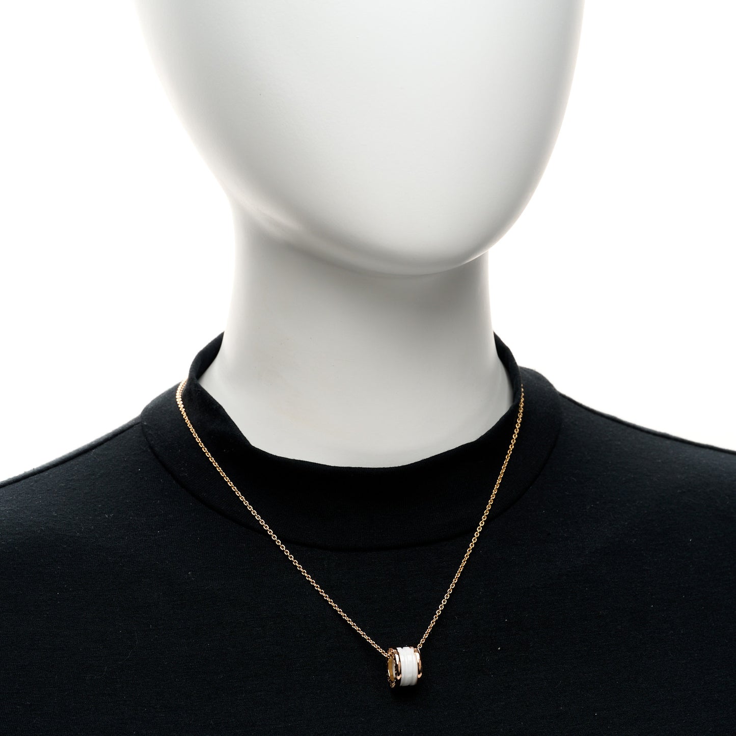 18K Rose Gold White Ceramic B.Zero1 Pendant Necklace