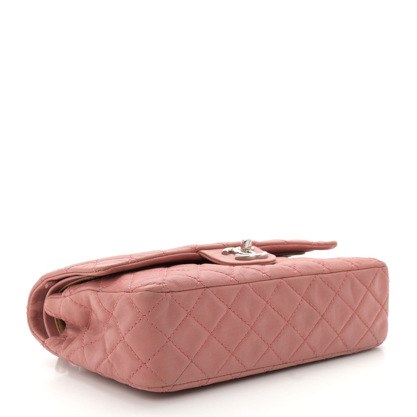 Washed Lambskin Quilted Medium Double Flap Bijoux Chain Pink