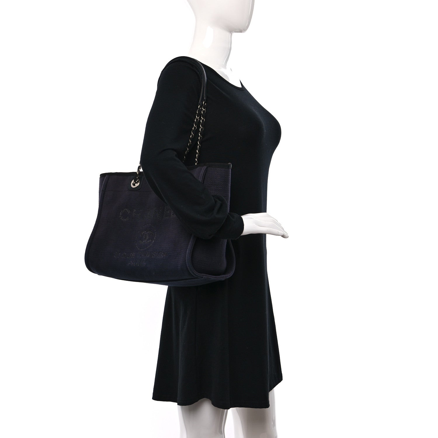 Chanel Mixed Fibers Small Deauville Tote Black 2 of 9