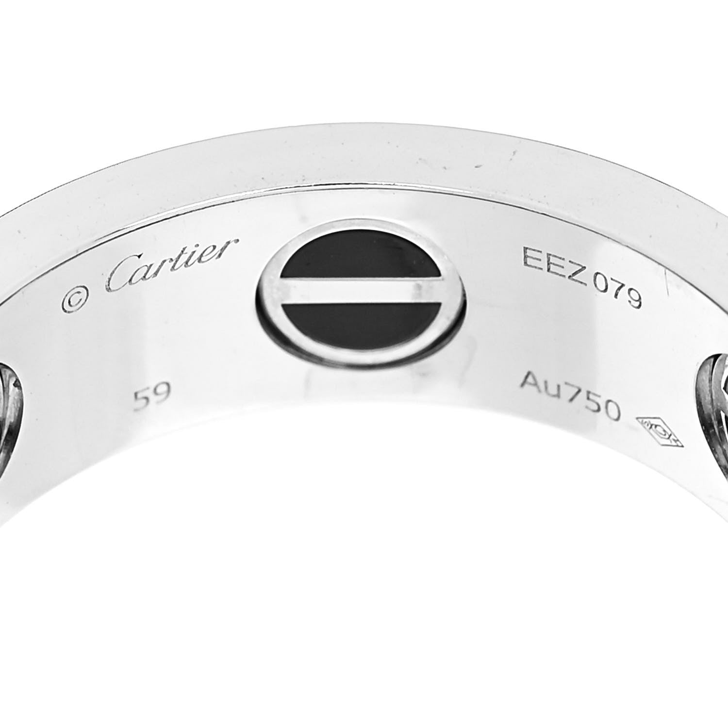 Cartier 18K White Gold Diamond Ceramic LOVE Paved Ring 59 8.75 4 of 4