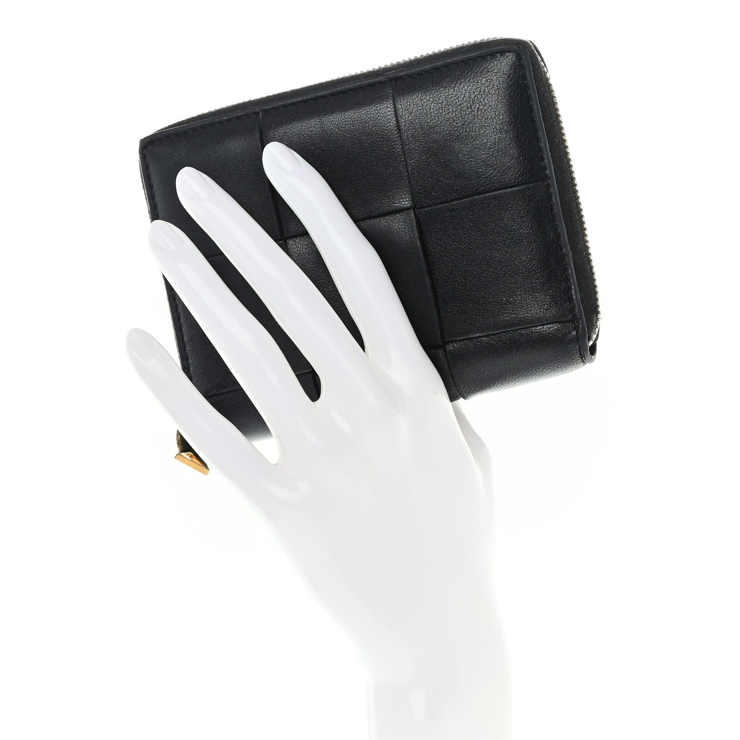 Calfskin Maxi Intreccio Zip Around Wallet Black