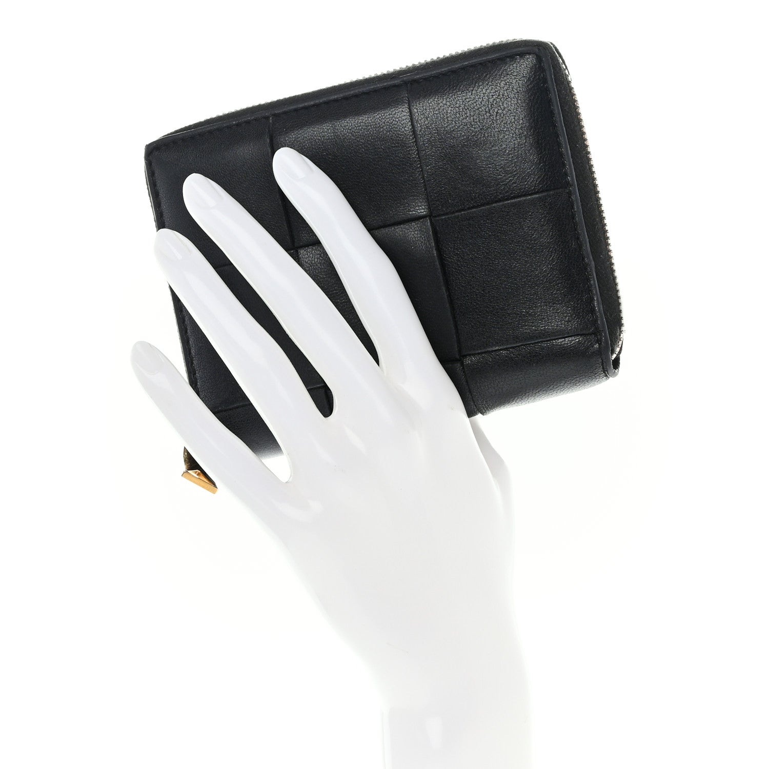 Bottega Veneta Calfskin Maxi Intreccio Zip Around Wallet Black 2 of 9