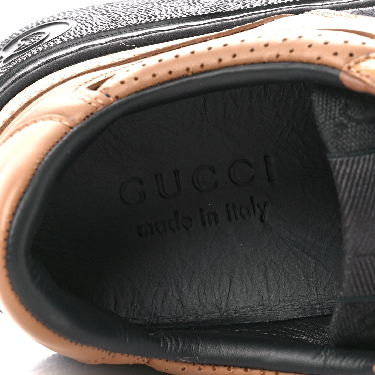 Textured Dollar Calfskin Monogram Perforated Mens Interlocking G 55mm Sneakers 8.5 Khaki Beige Black