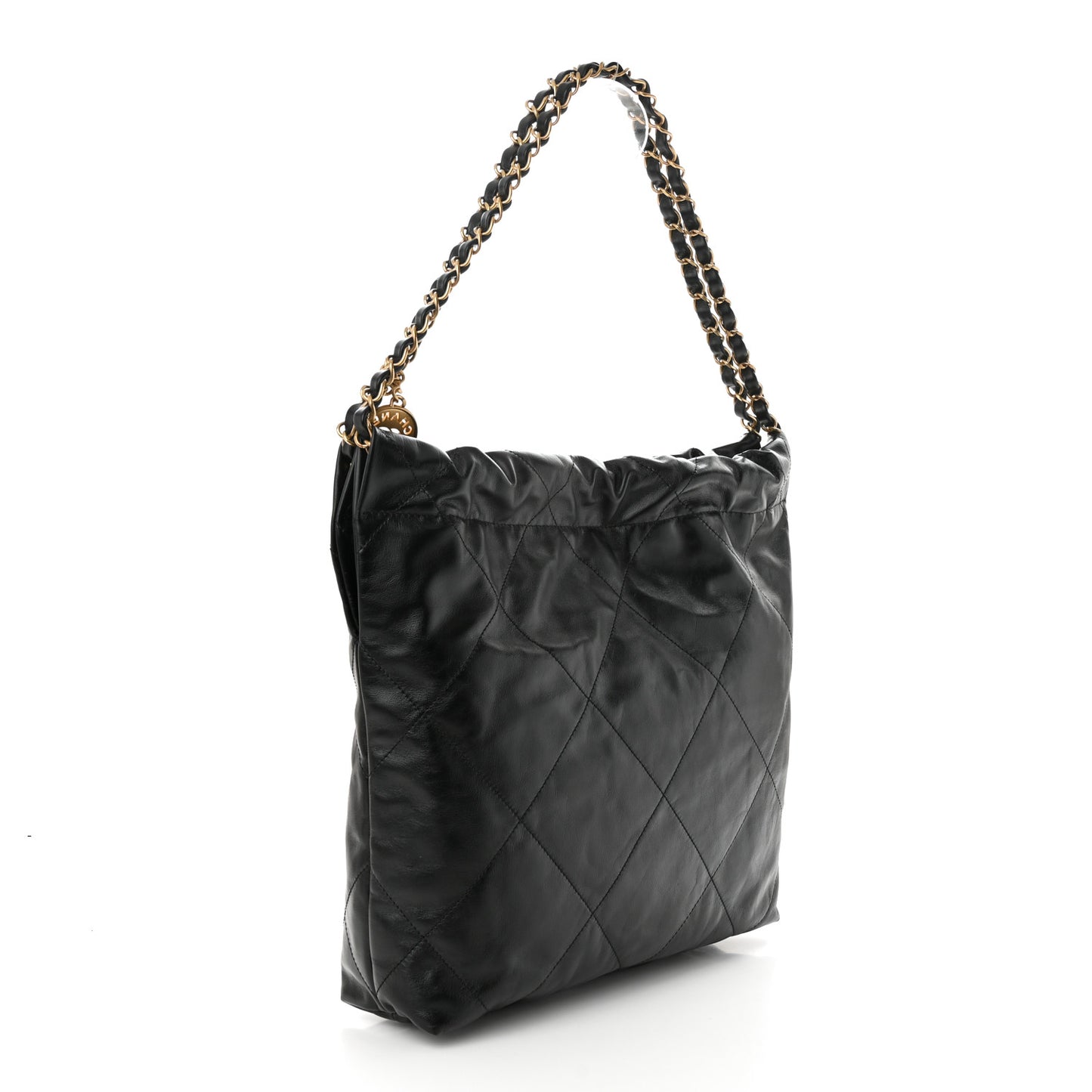 Shiny Calfskin Quilted Small Chanel 22 Black
