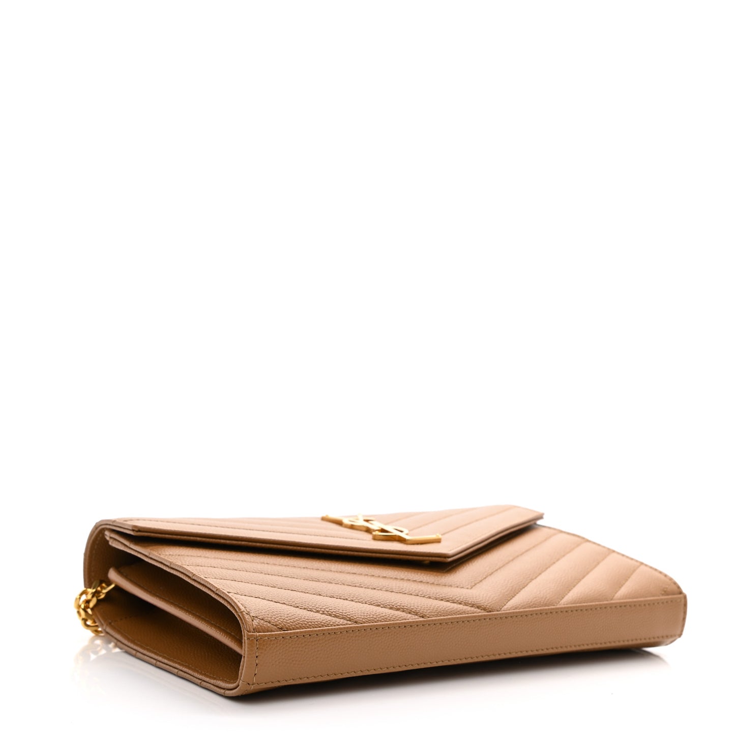 Grain De Poudre Matelasse Chevron Monogram Chain Wallet Dark Natural