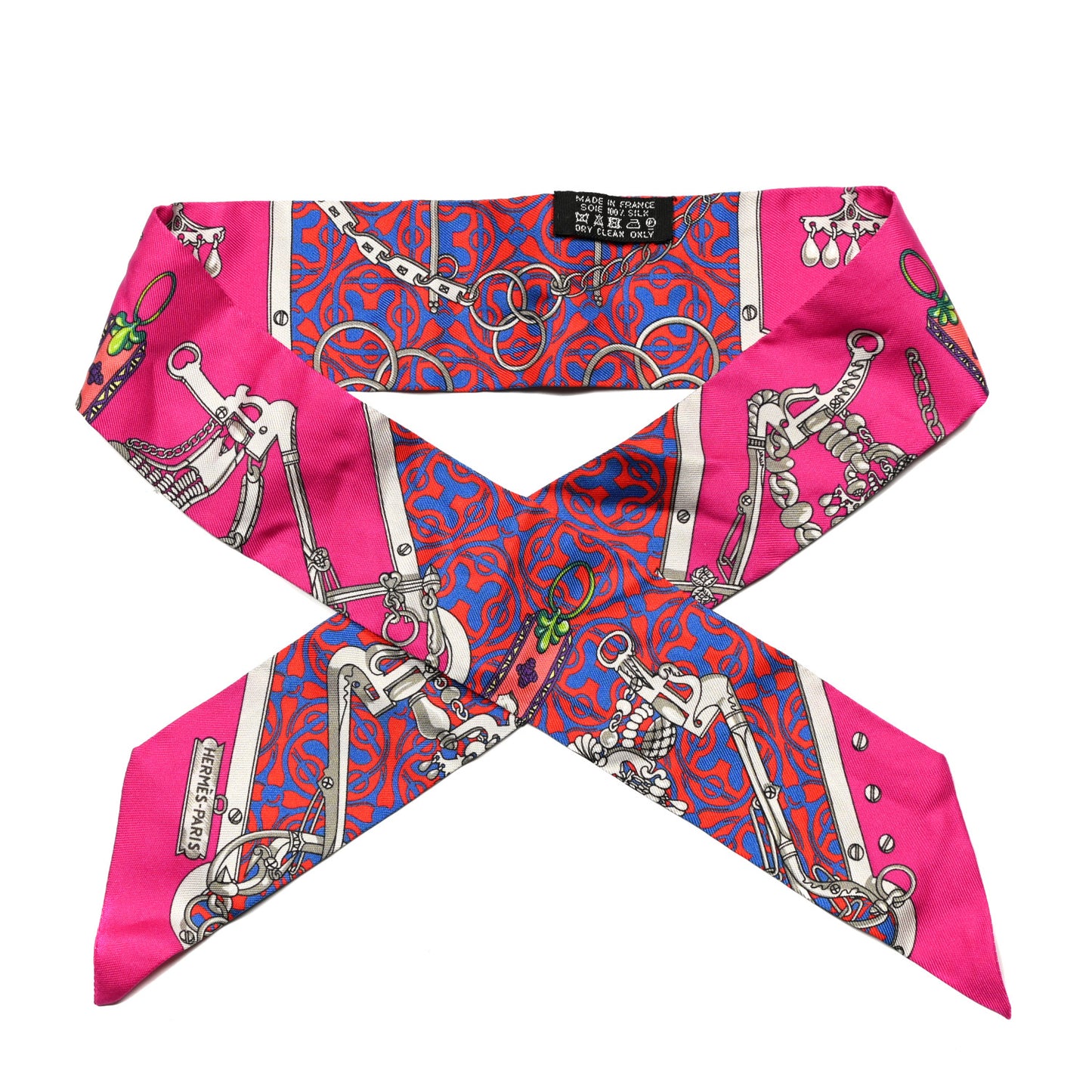 Silk Mors Et Gourmettes Remix Twilly Fuchsia Bleu Corail