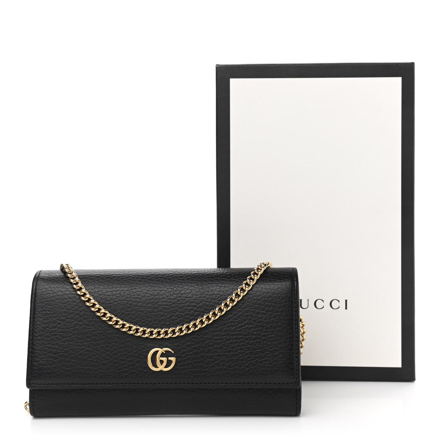 Calfskin Petite GG Marmont Wallet Chain Bag Black