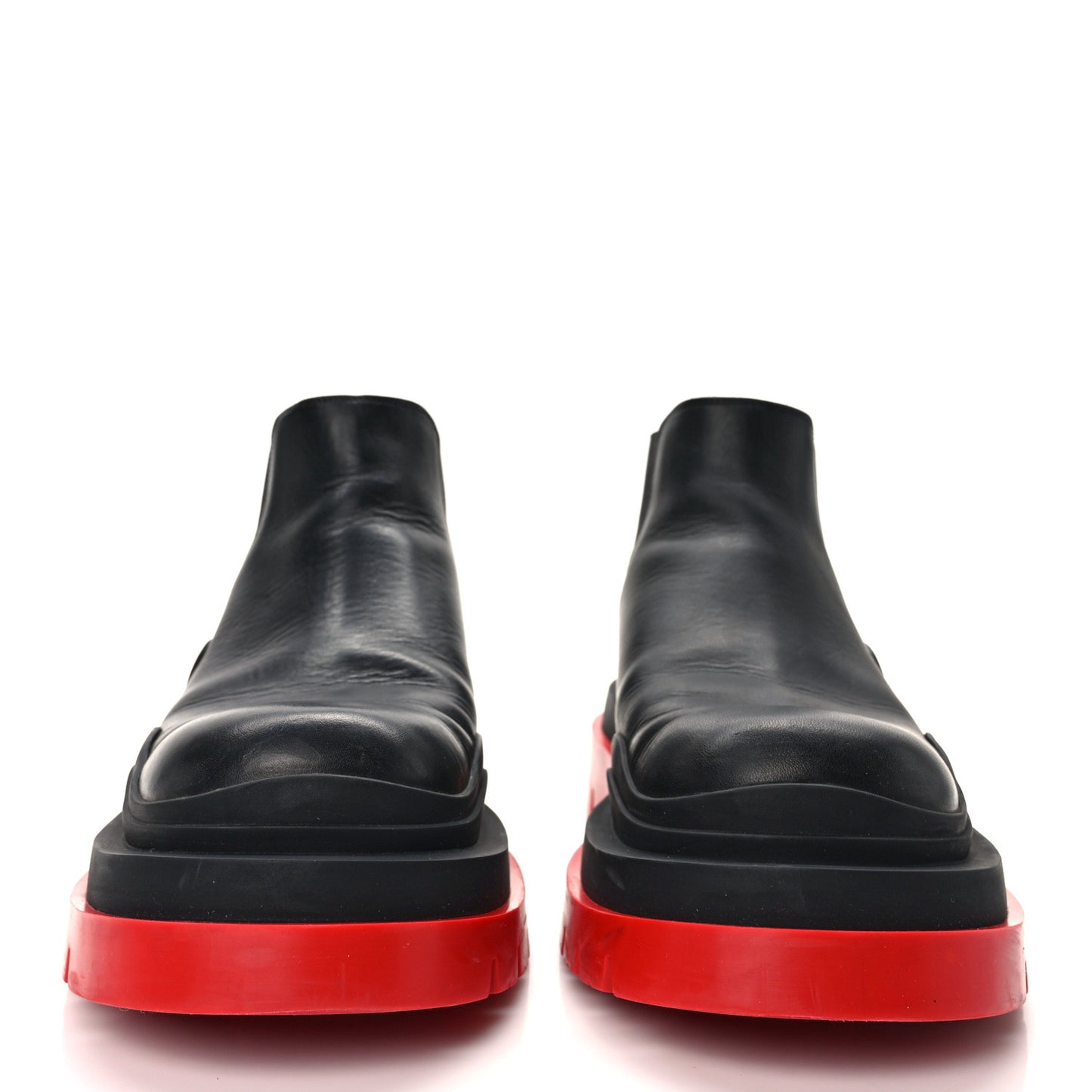 Calfskin Mens The Tire Cropped Chelsea Boots 40 Black Bright Red